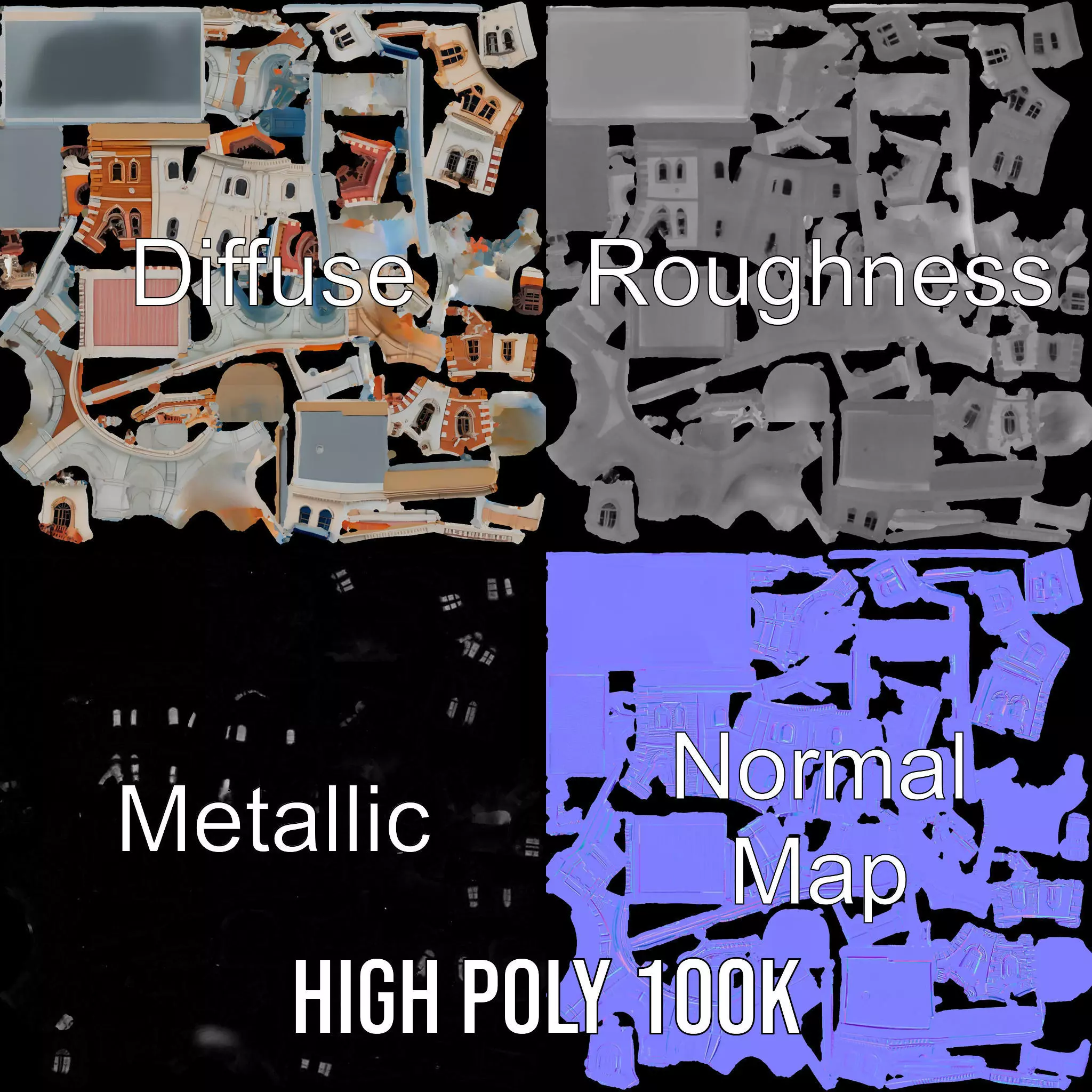 Elegant Townhouse Architecture model pack Low-poly 3D model_4