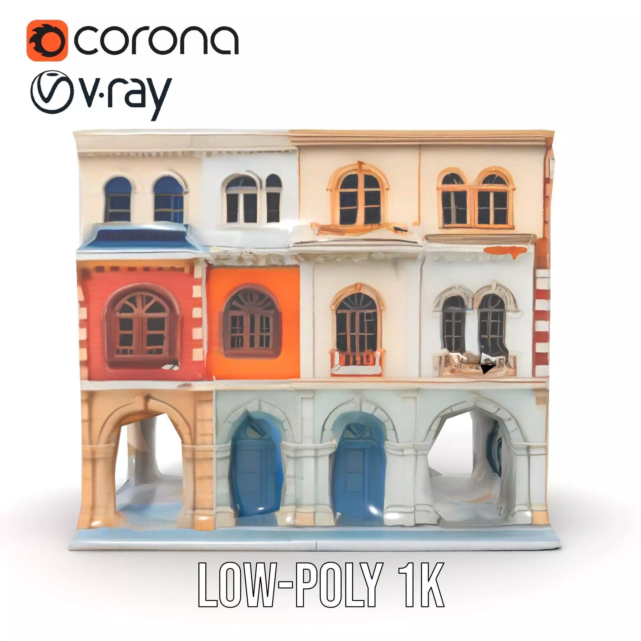 Elegant Townhouse Architecture model pack Low-poly 3D model_17