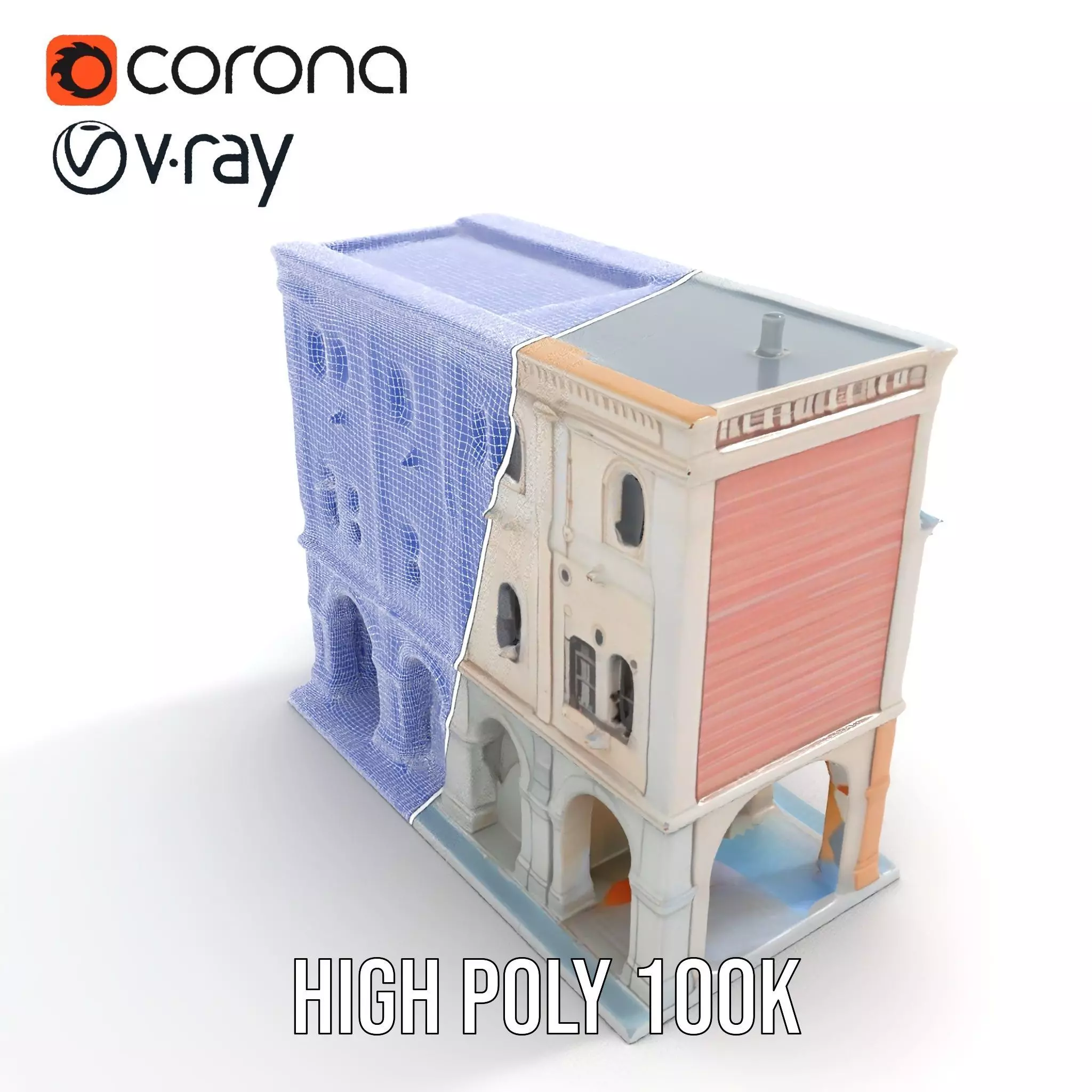 Elegant Townhouse Architecture model pack Low-poly 3D model_35