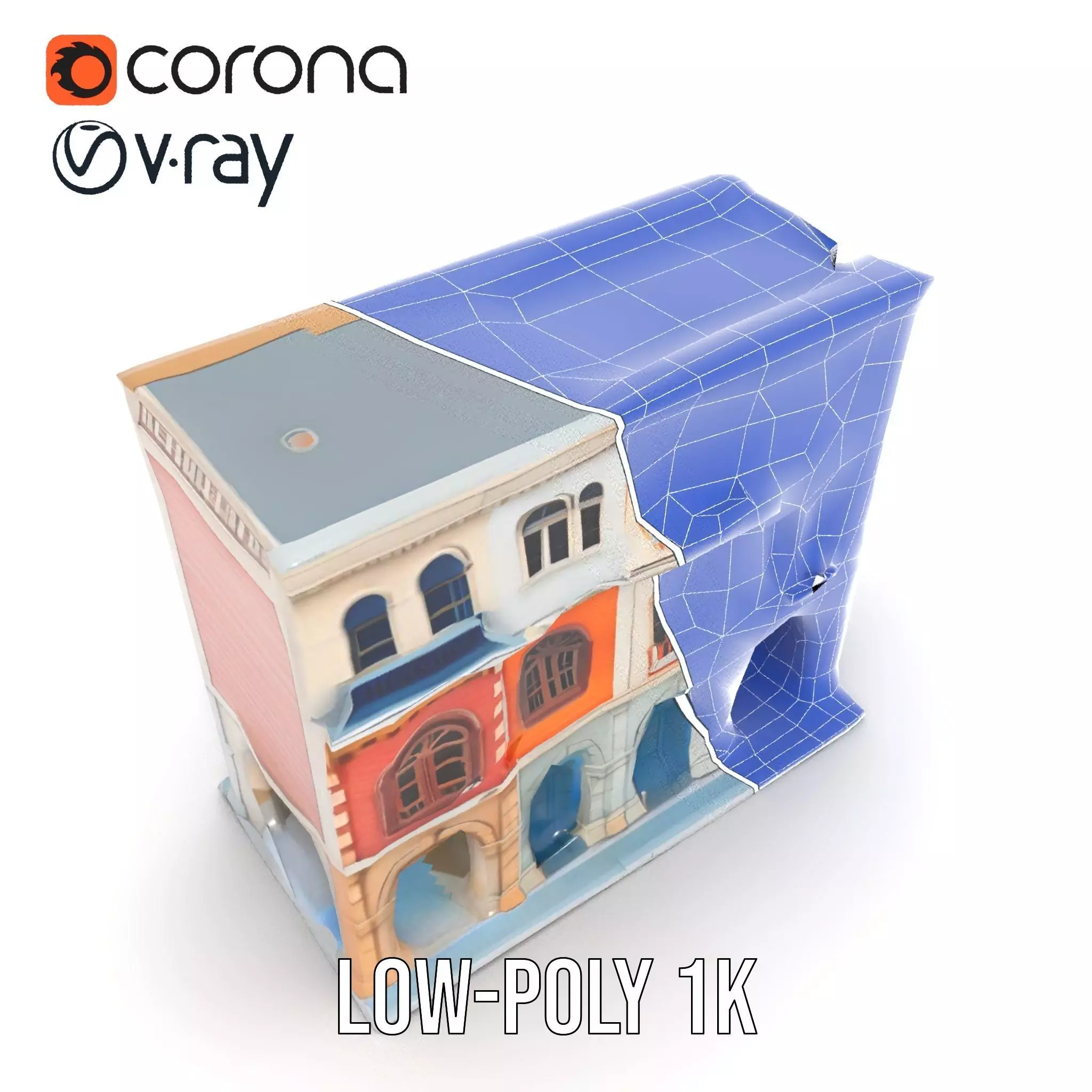 Elegant Townhouse Architecture model pack Low-poly 3D model_23