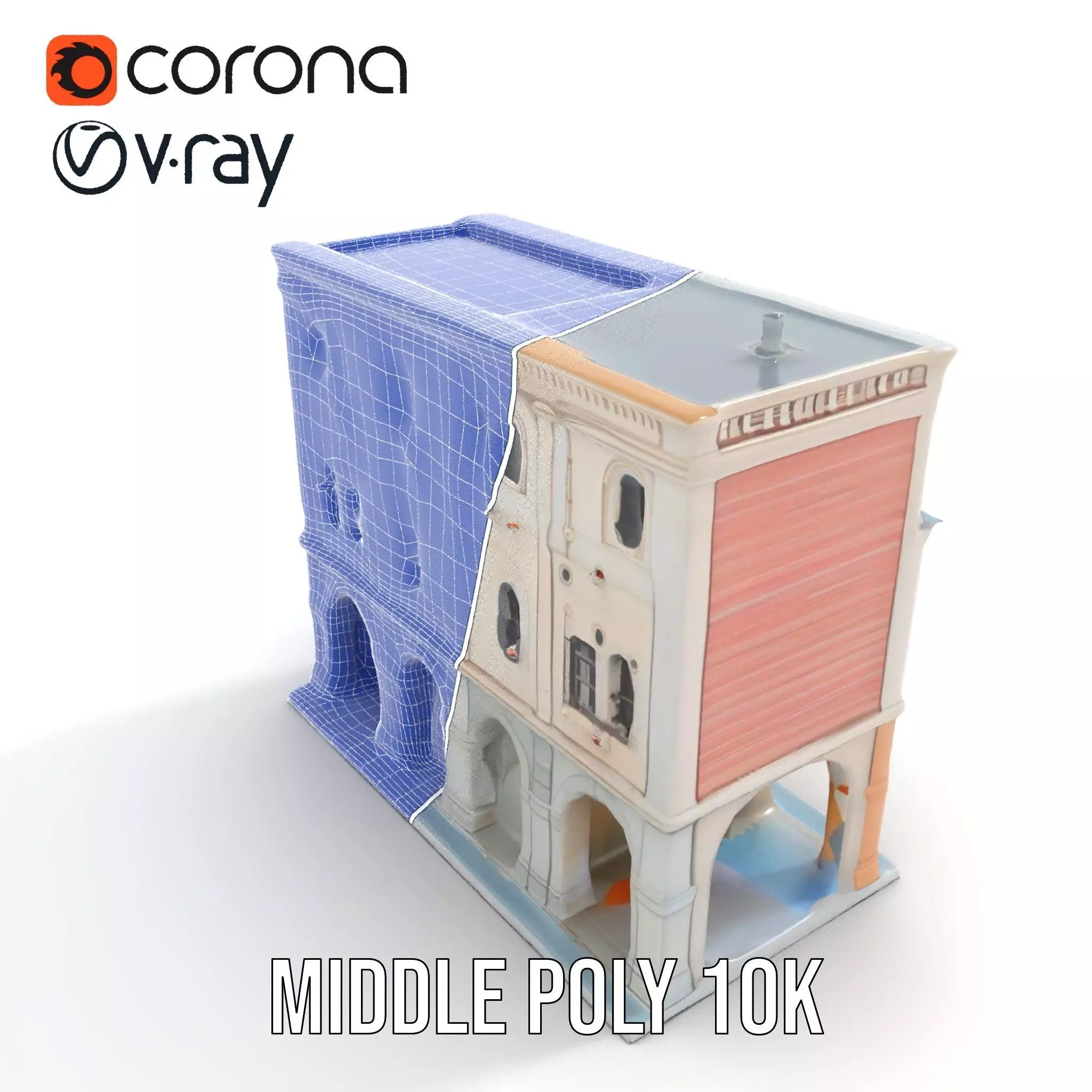 Elegant Townhouse Architecture model pack Low-poly 3D model_14