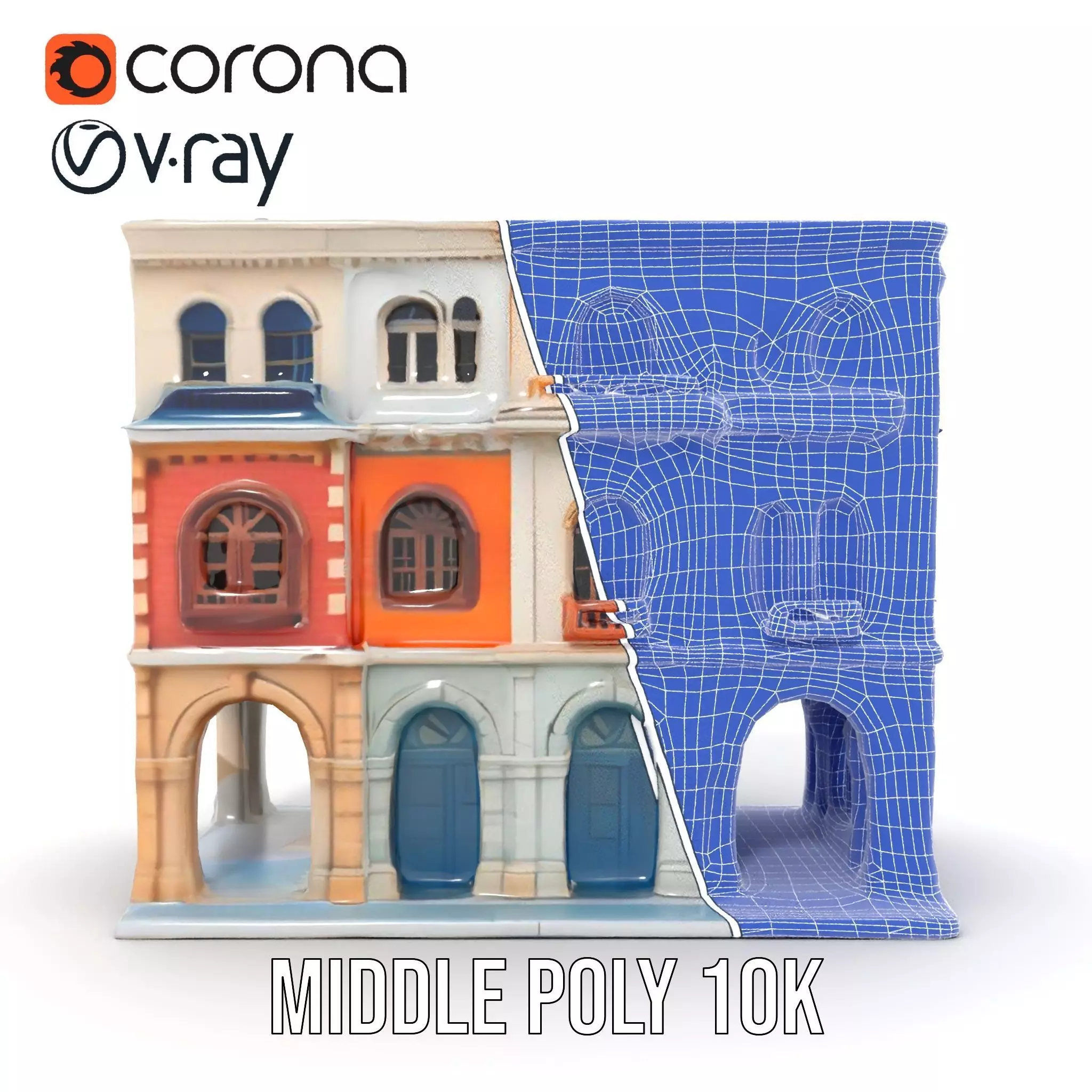 Elegant Townhouse Architecture model pack Low-poly 3D model_27