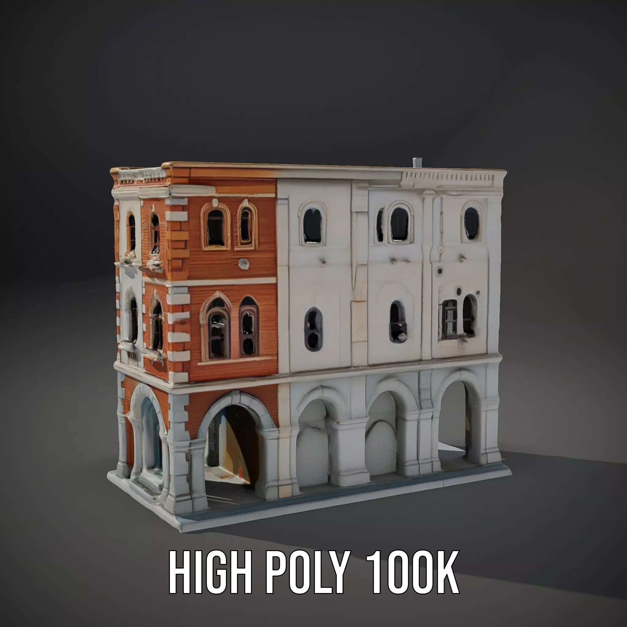 Elegant Townhouse Architecture model pack Low-poly 3D model_11