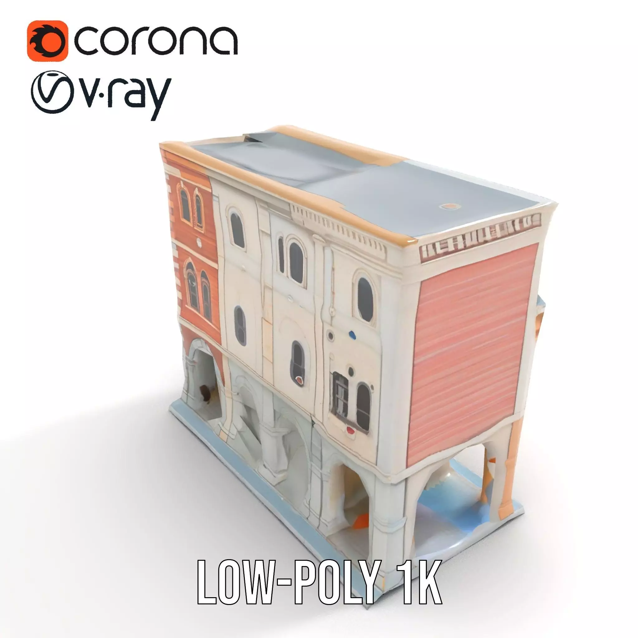 Elegant Townhouse Architecture model pack Low-poly 3D model_10