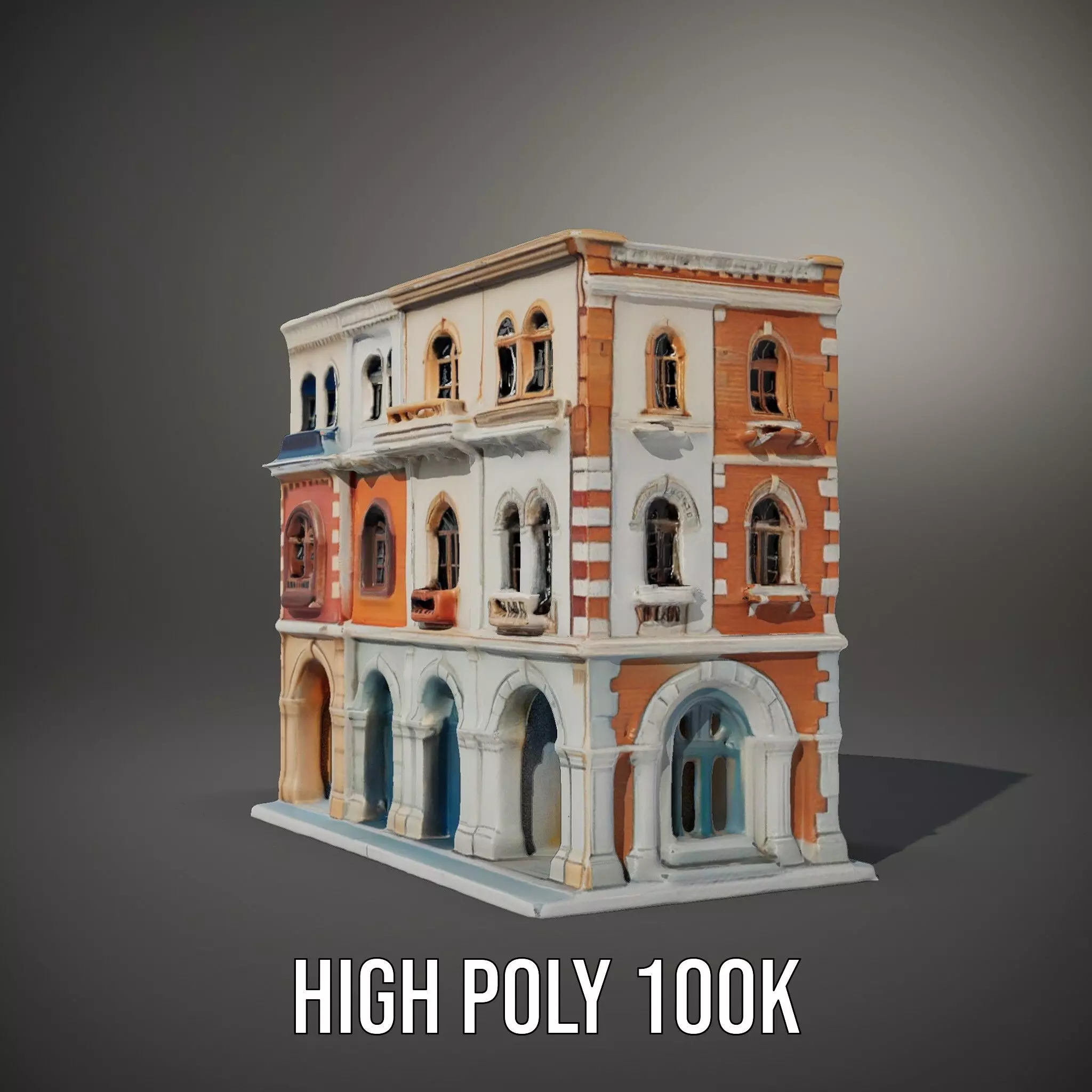 Elegant Townhouse Architecture model pack Low-poly 3D model_9