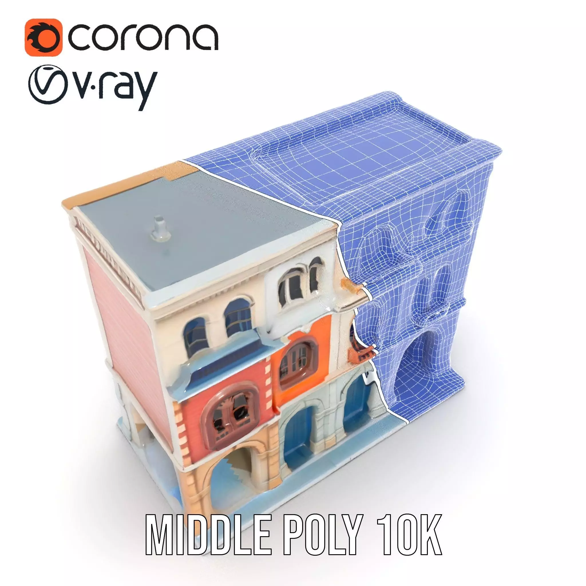 Elegant Townhouse Architecture model pack Low-poly 3D model_12