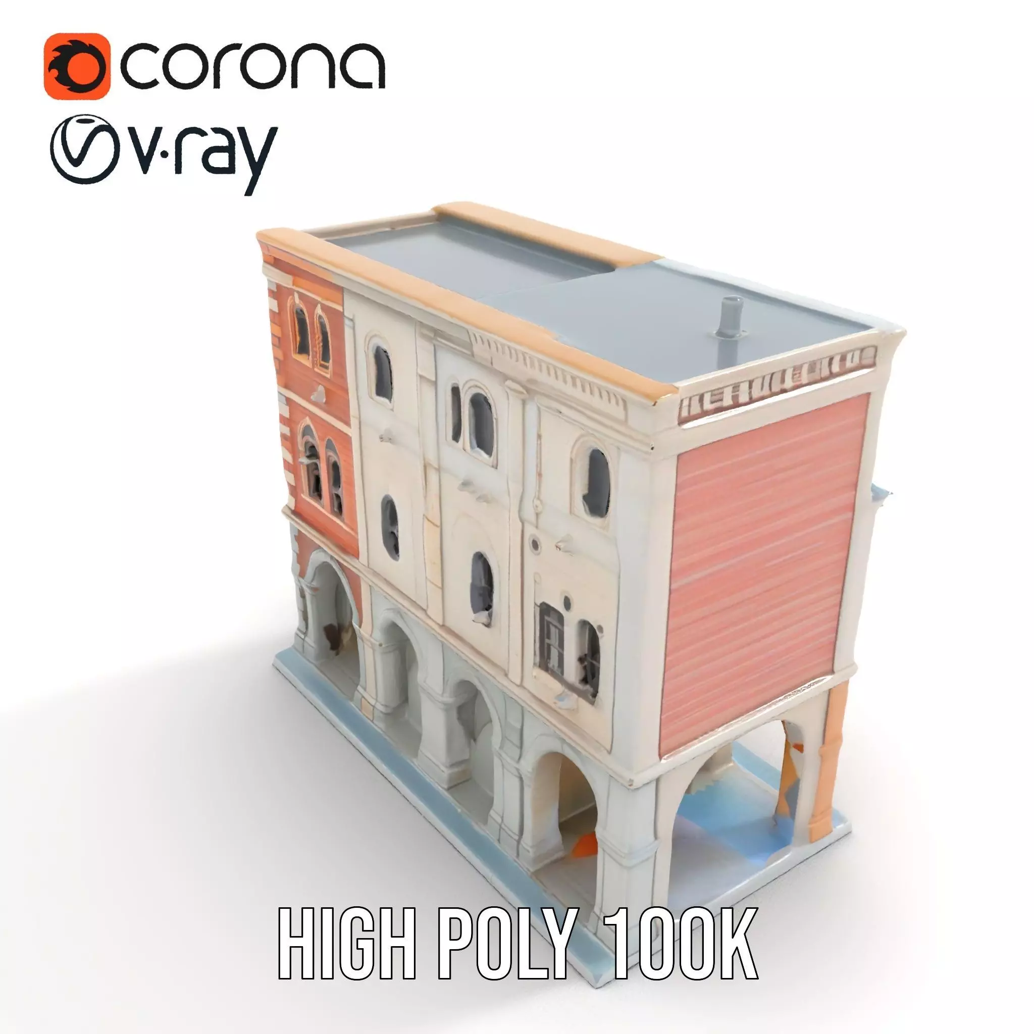 Elegant Townhouse Architecture model pack Low-poly 3D model_21