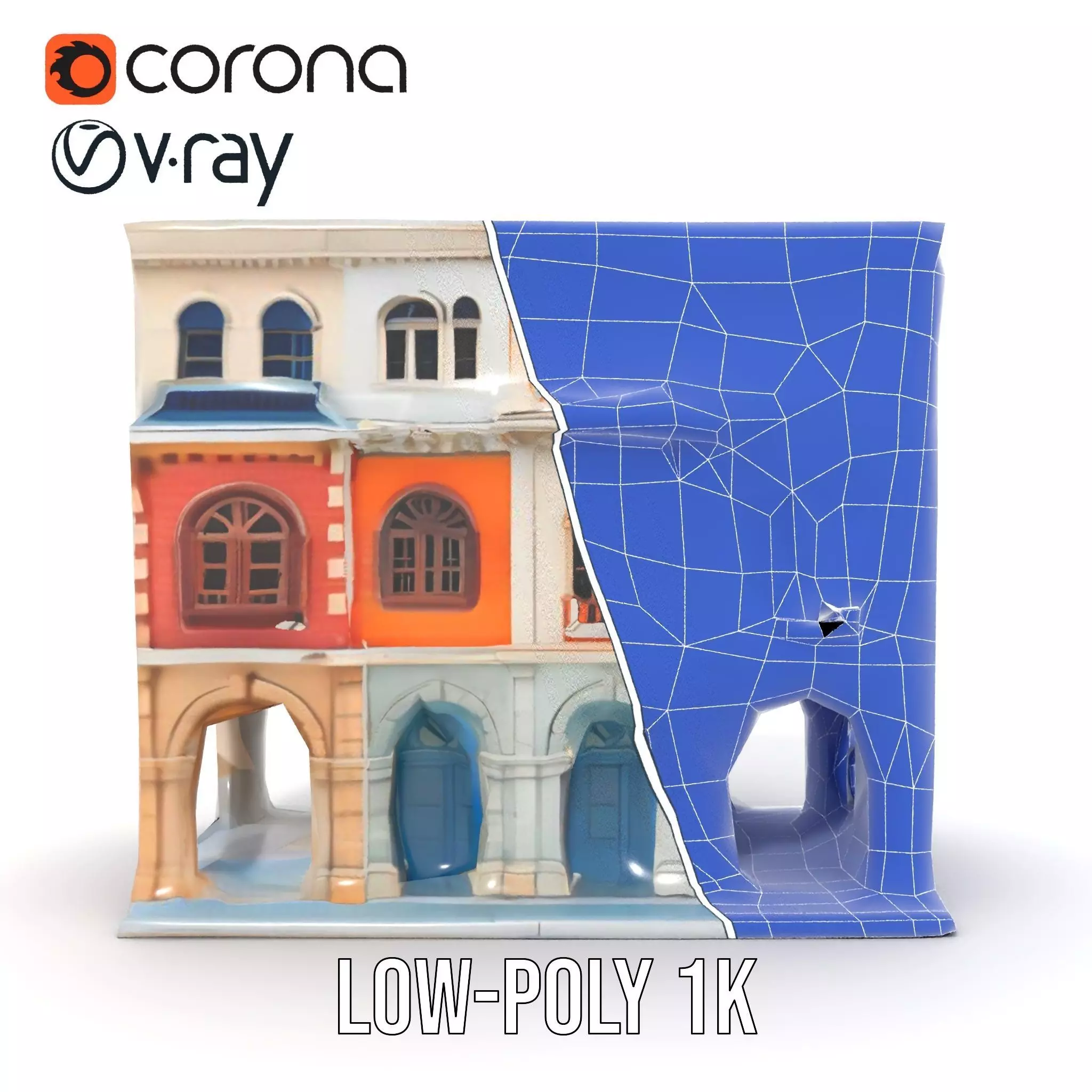 Elegant Townhouse Architecture model pack Low-poly 3D model_31