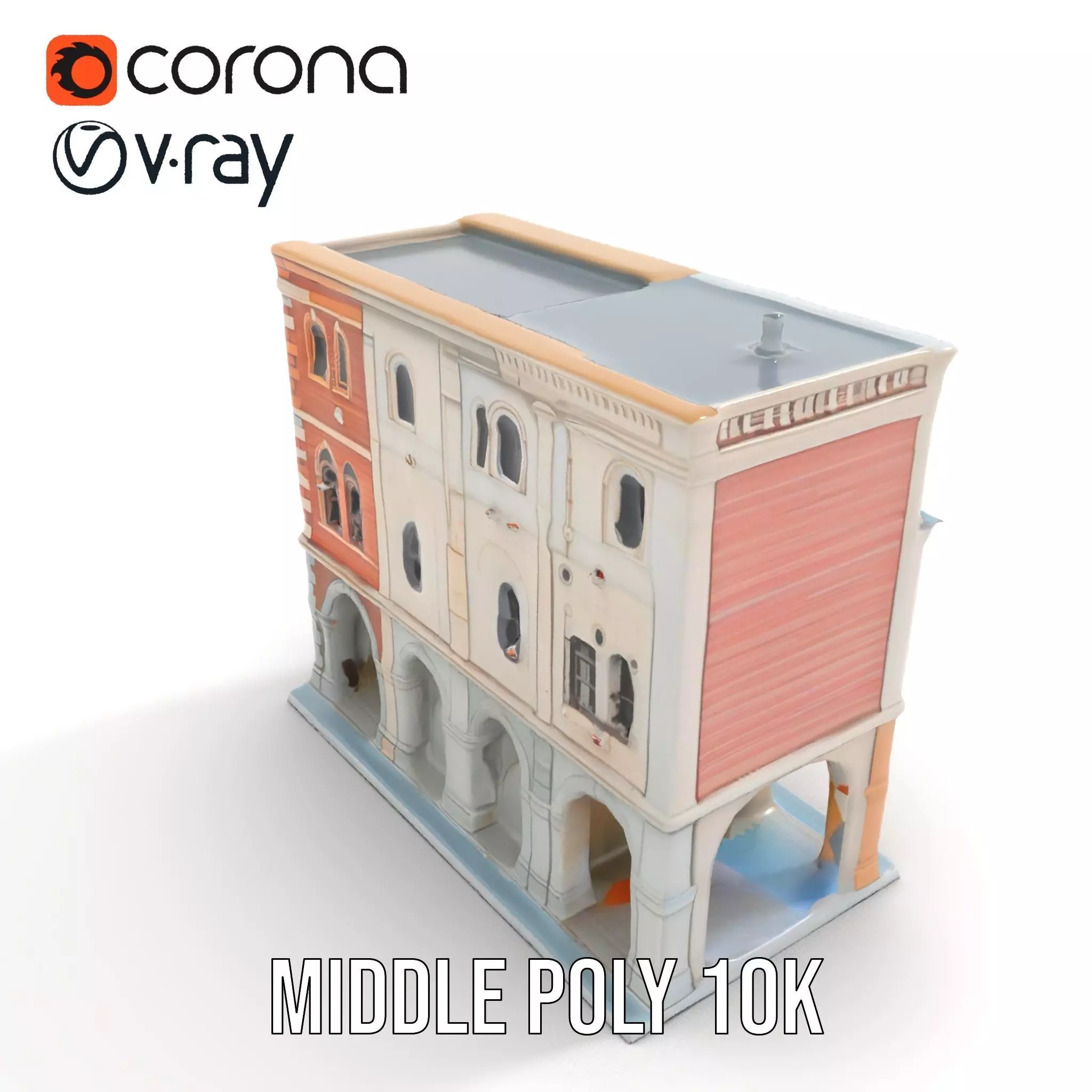 Elegant Townhouse Architecture model pack Low-poly 3D model_6