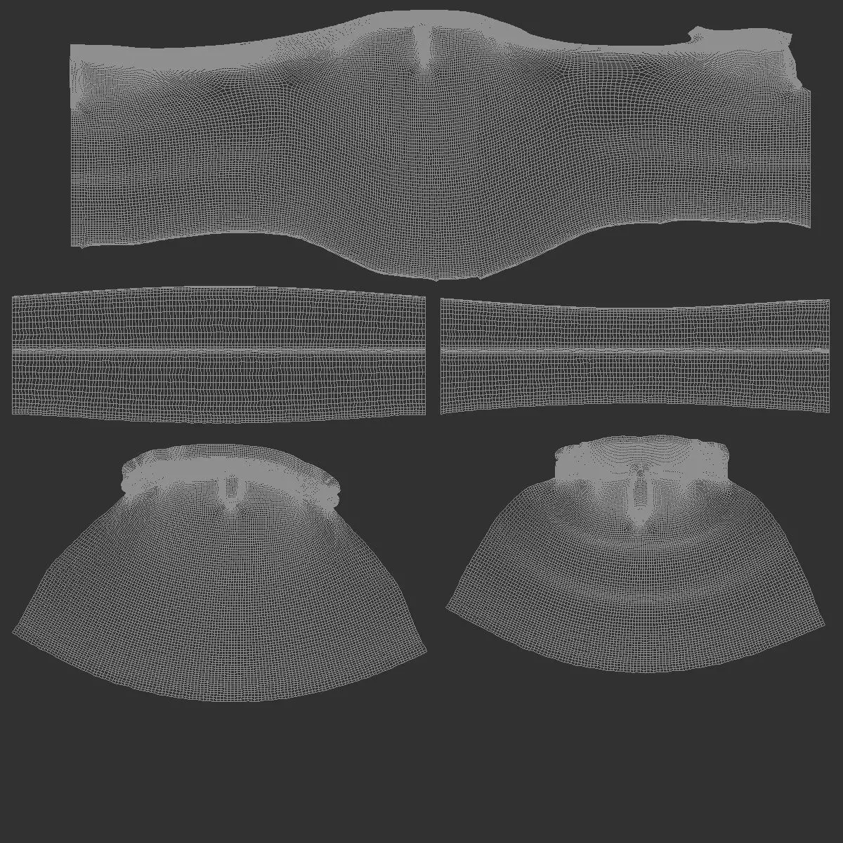 Black Winter Beanie Hat - knitted headwear 3D model_5