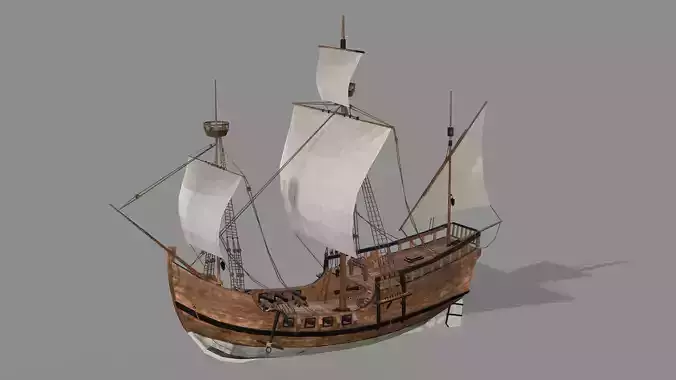 Sailboat Galleon Game Ready Caravel War Artemis Ship 3D Model