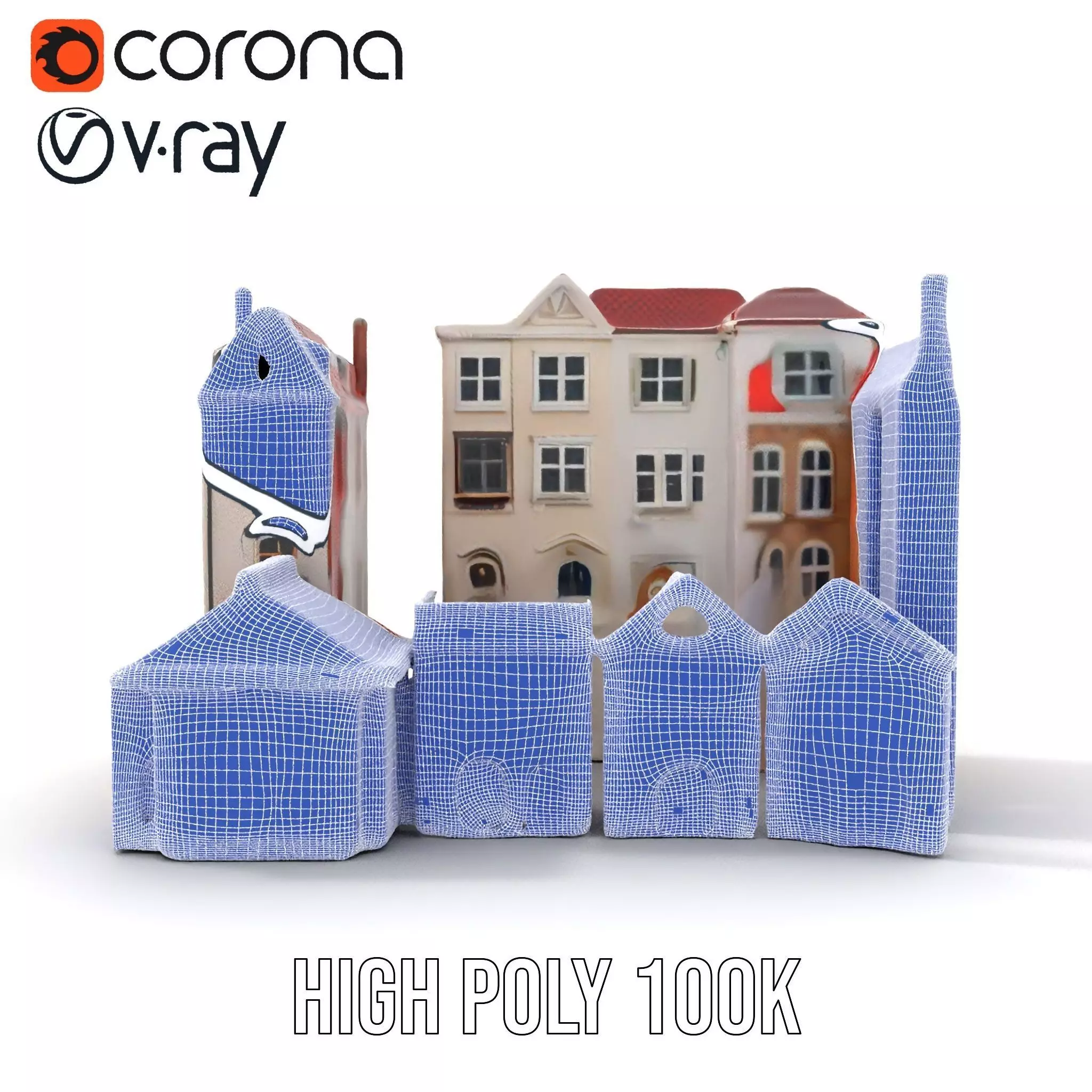 Charming European Buildings model pack Low-poly 3D model_34