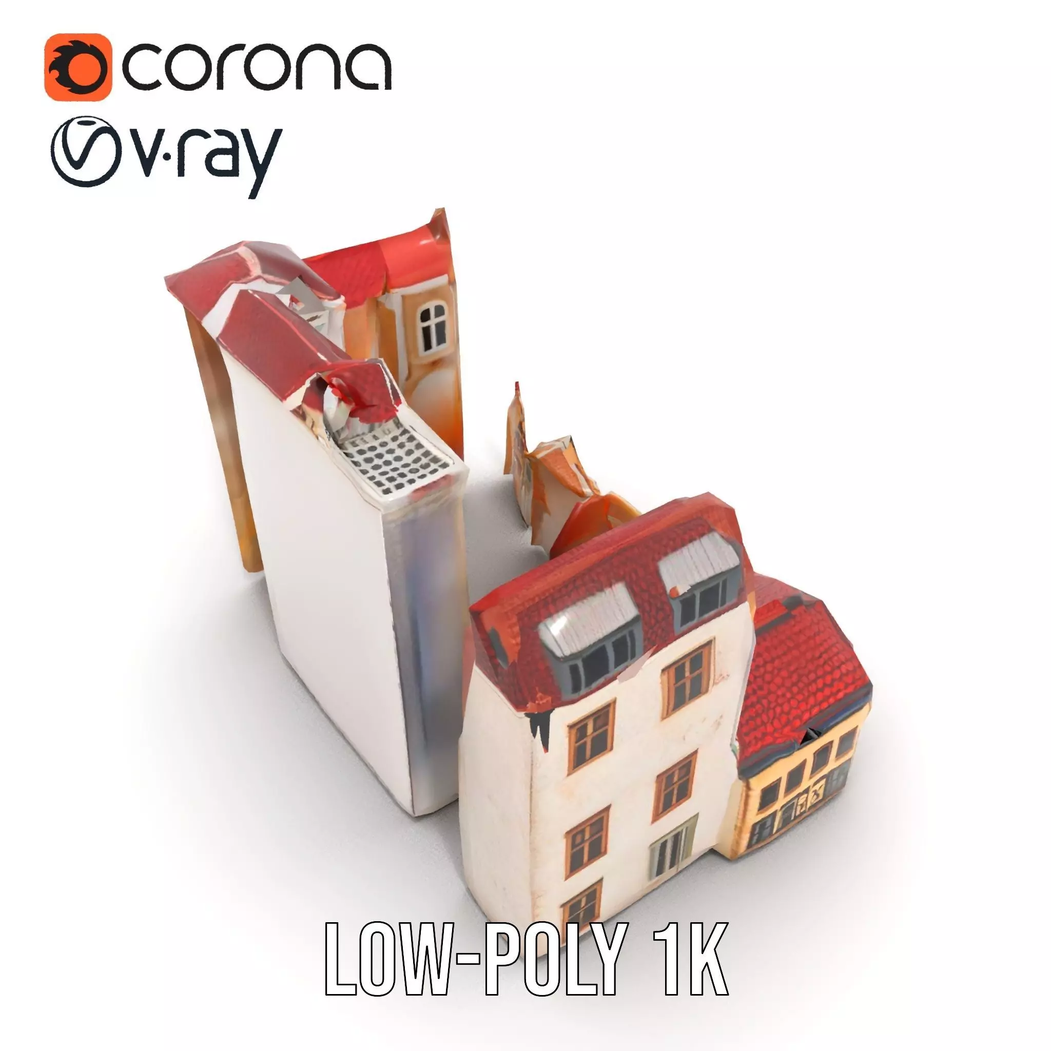 Charming European Buildings model pack Low-poly 3D model_15