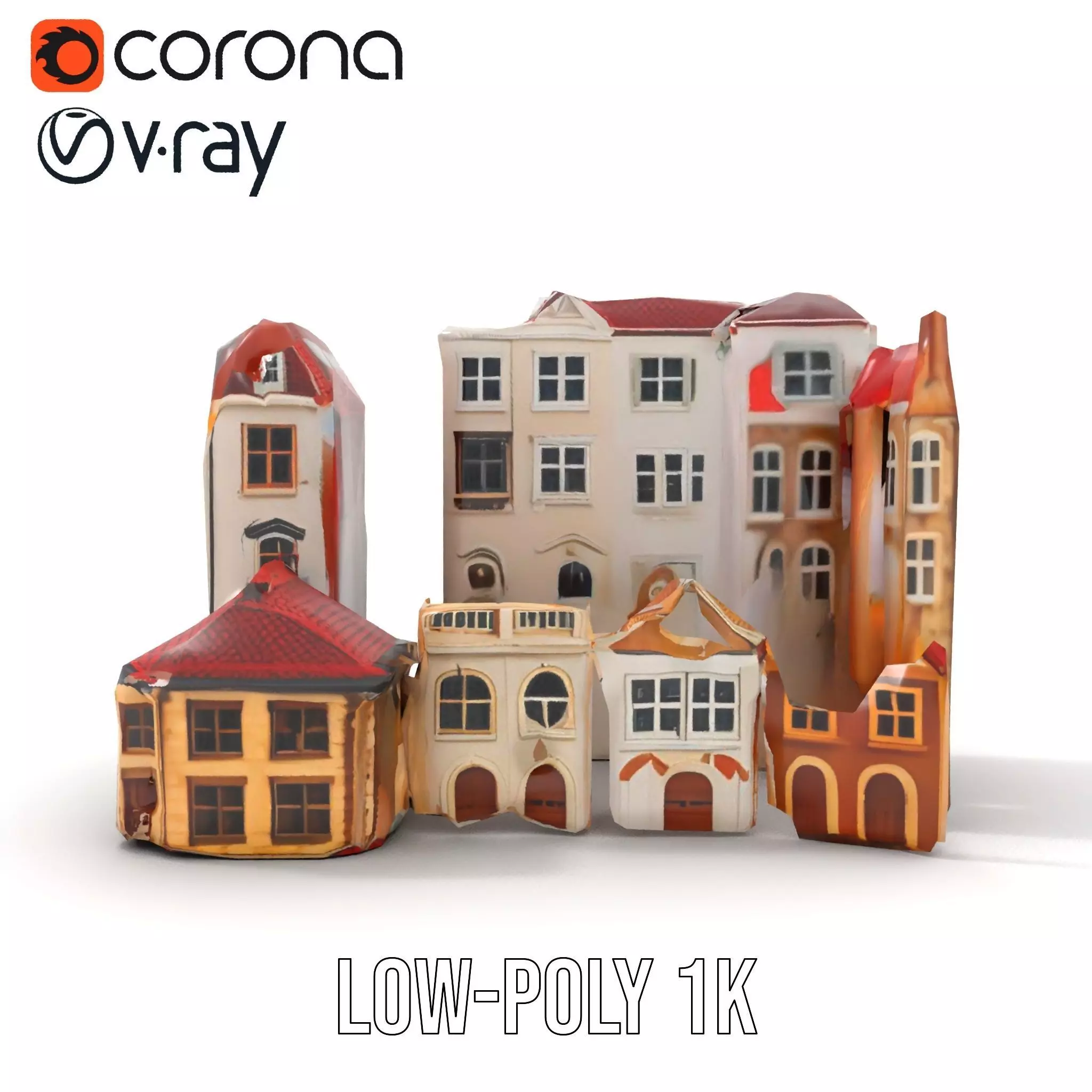 Charming European Buildings model pack Low-poly 3D model_20