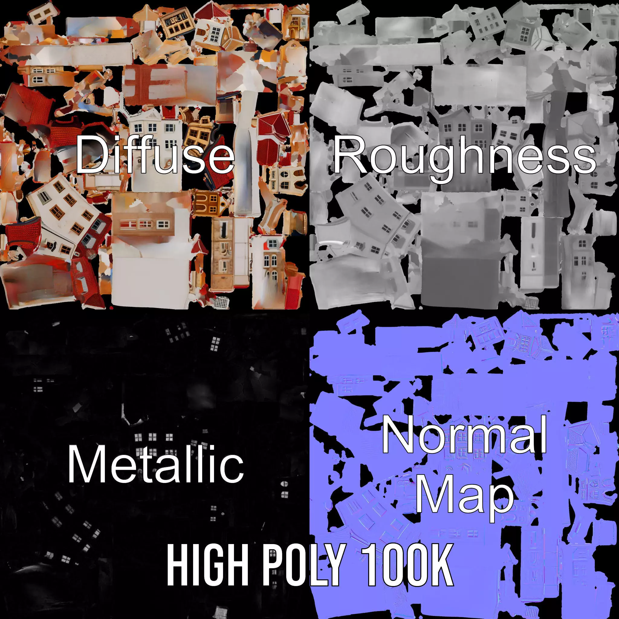 Charming European Buildings model pack Low-poly 3D model_4