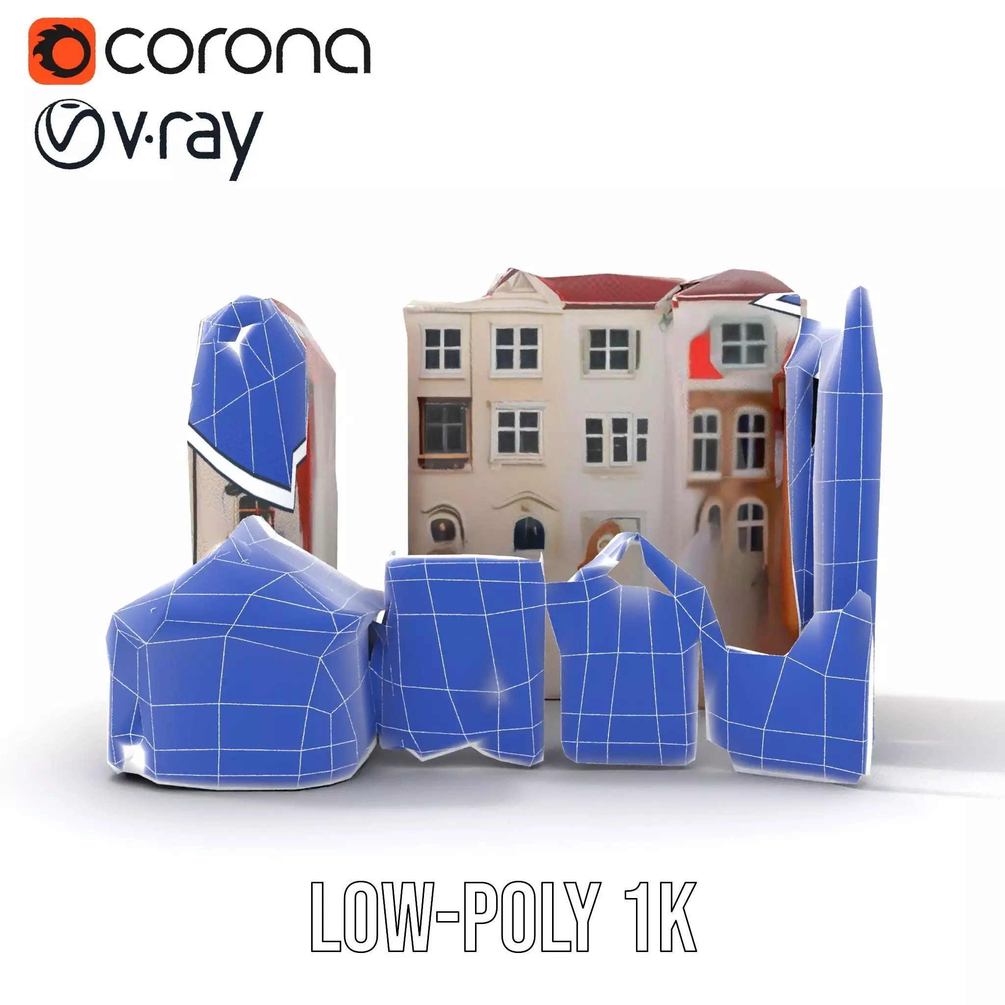 Charming European Buildings model pack Low-poly 3D model_17