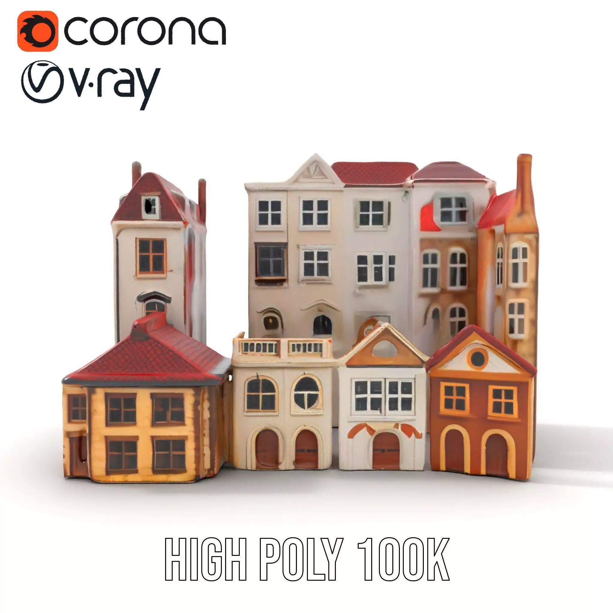 Charming European Buildings model pack Low-poly 3D model_33