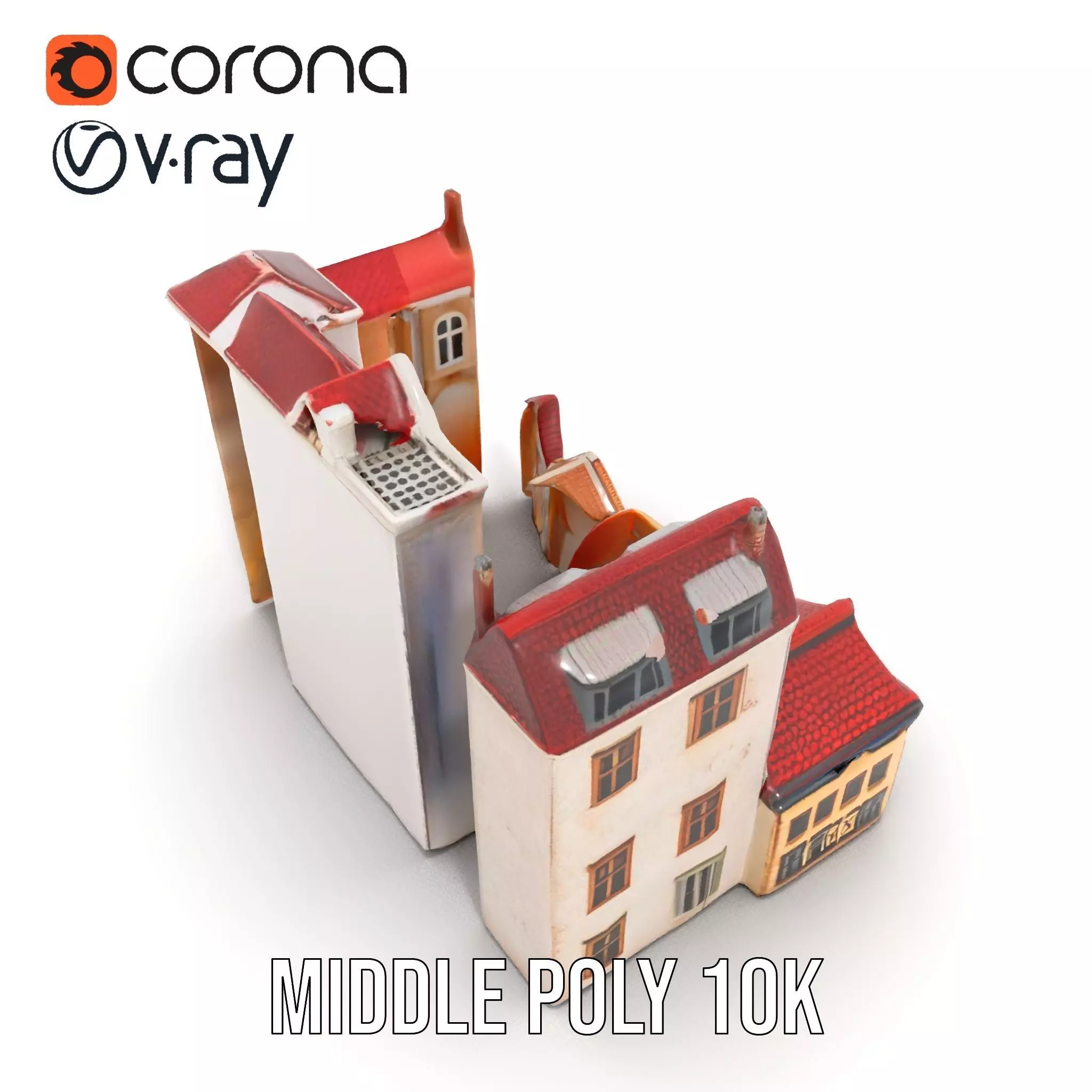 Charming European Buildings model pack Low-poly 3D model_7