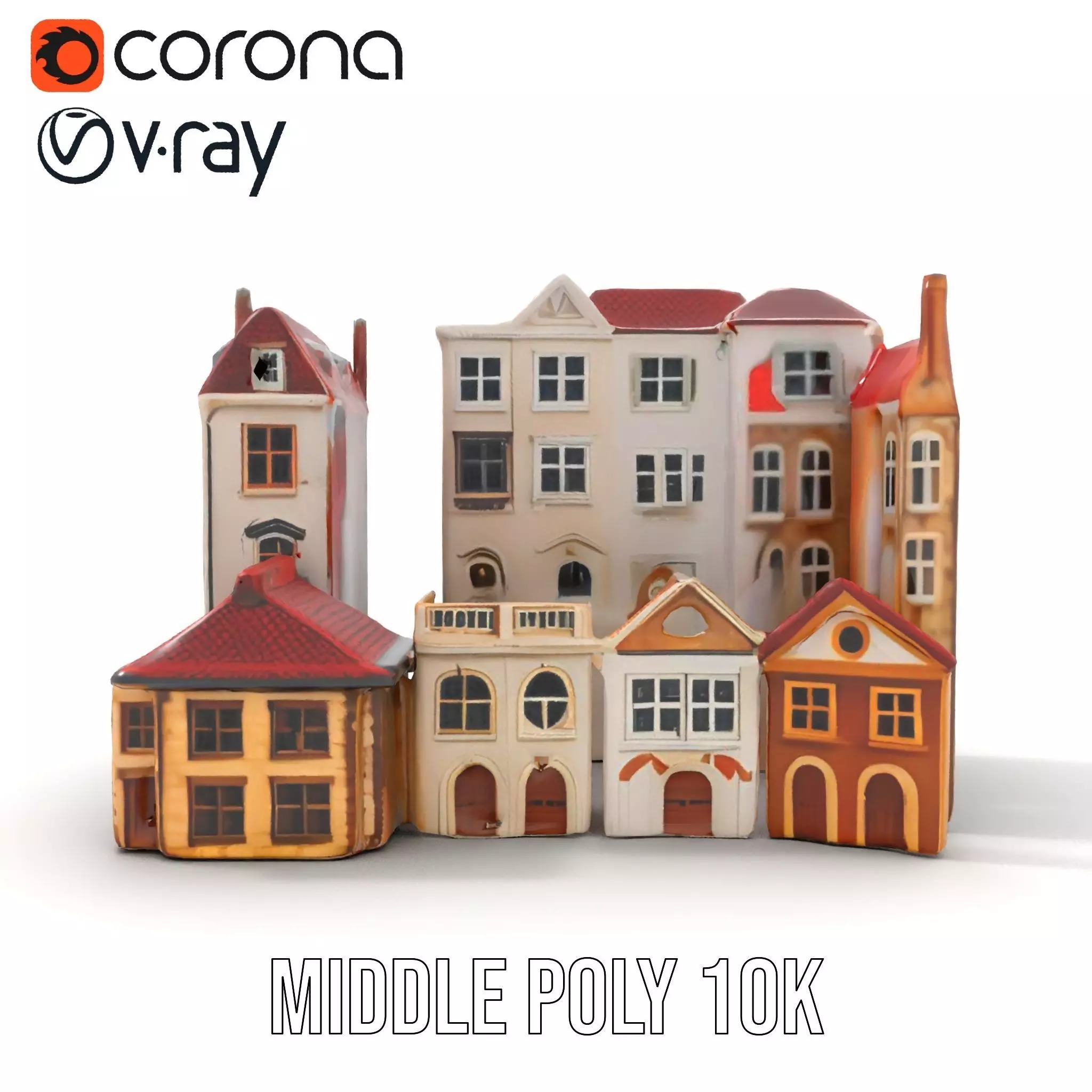 Charming European Buildings model pack Low-poly 3D model_6