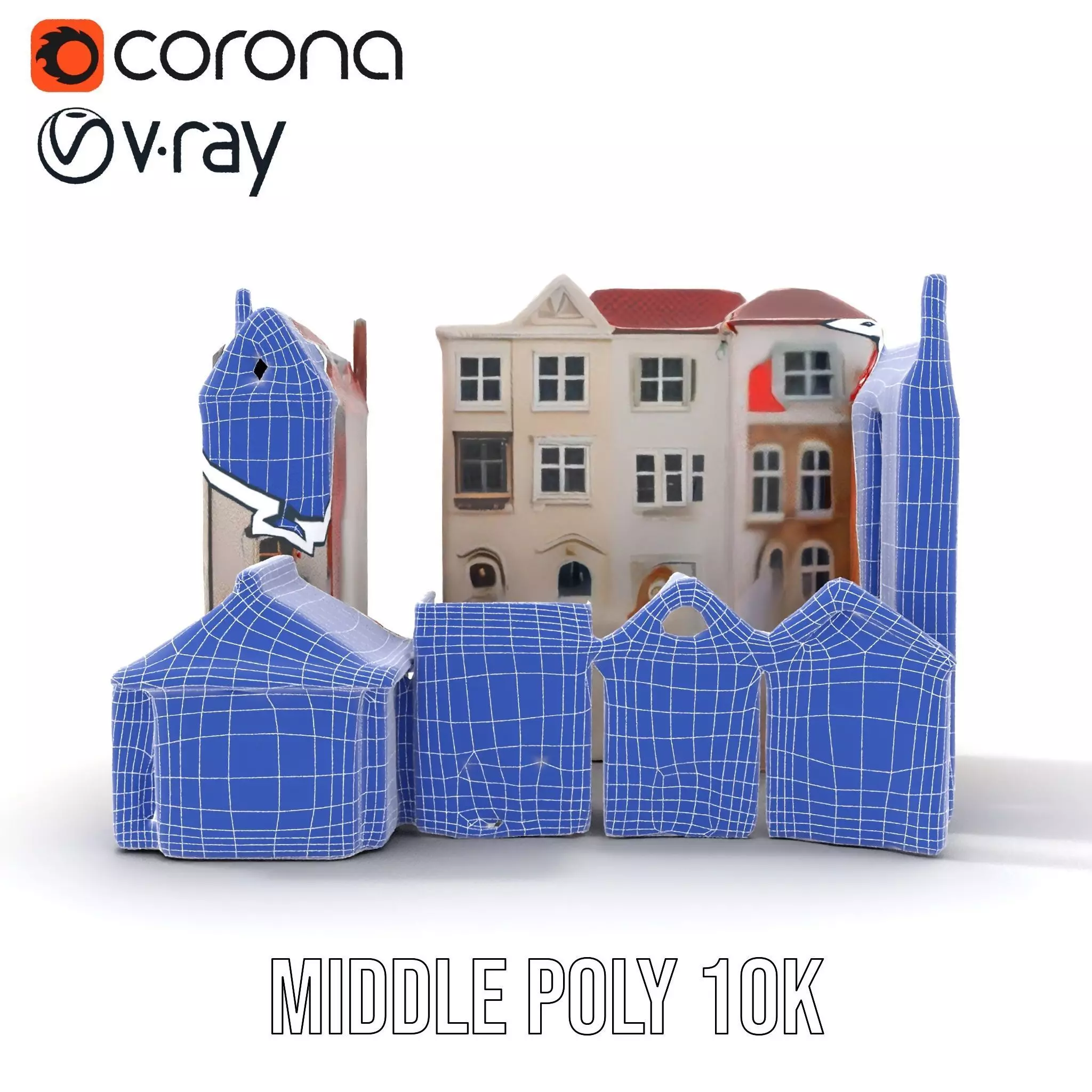 Charming European Buildings model pack Low-poly 3D model_19