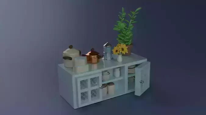 Kitchen Cabinet and Accessories Props Set