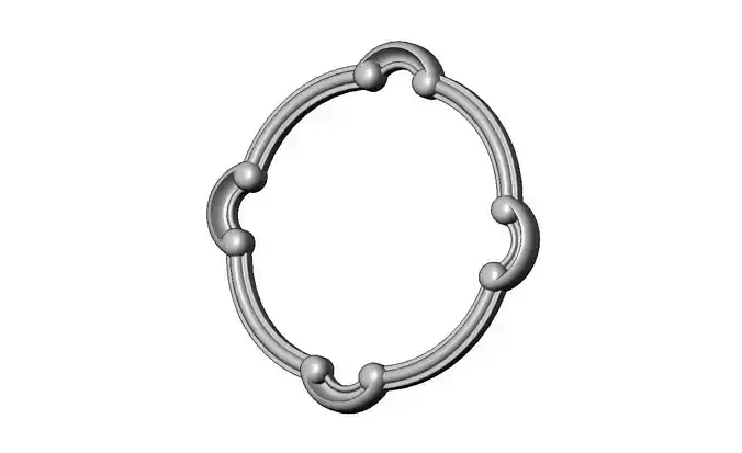 Round carved detailed corner scroll arc frame relief 3D print model