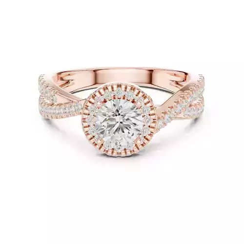 Round Cut Pave Split Shank Engagement Wedding Ring 3DM STL Video 3D print model