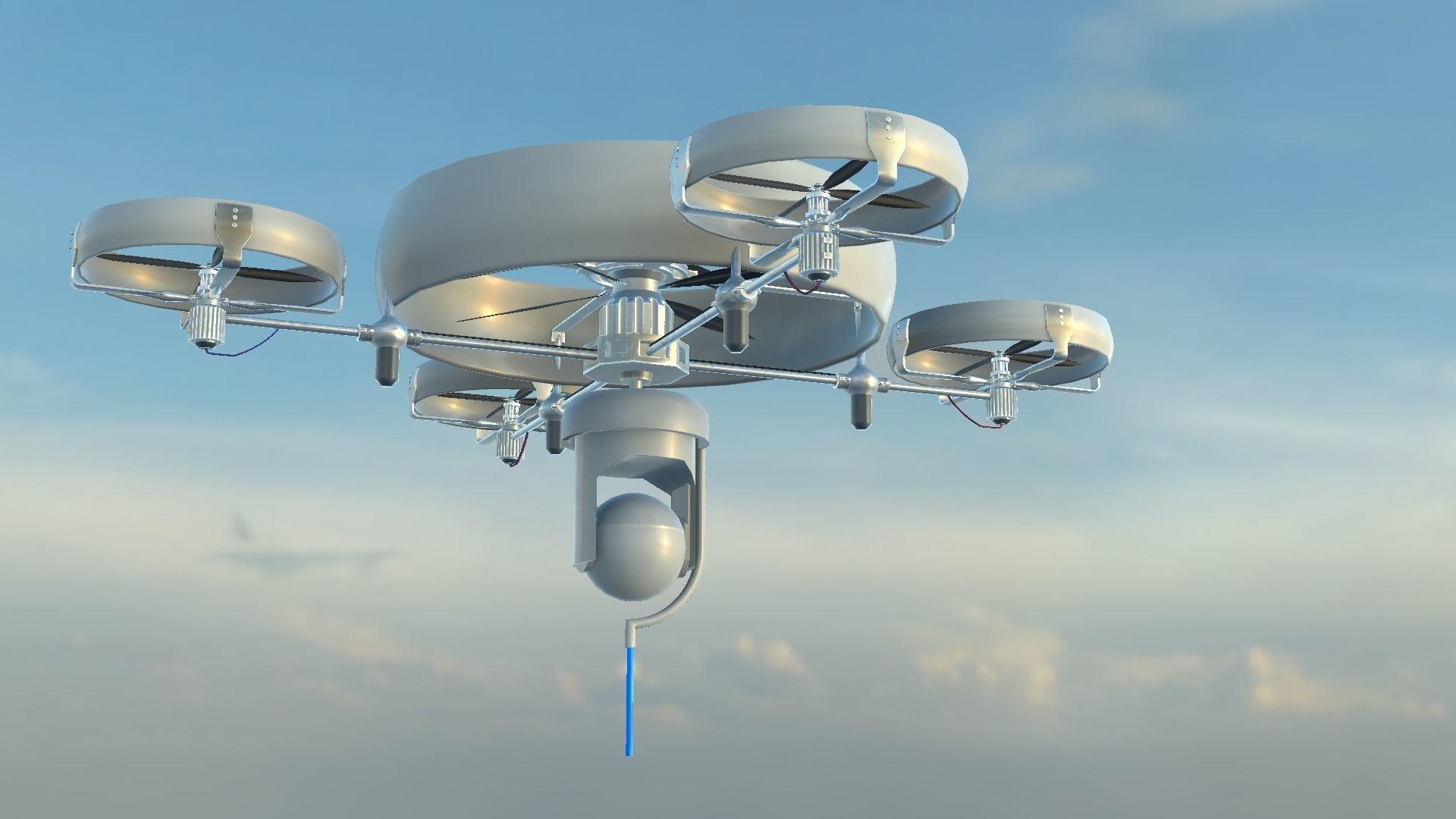 Reconnaissance Spy Drone  Low-poly 3D model_20