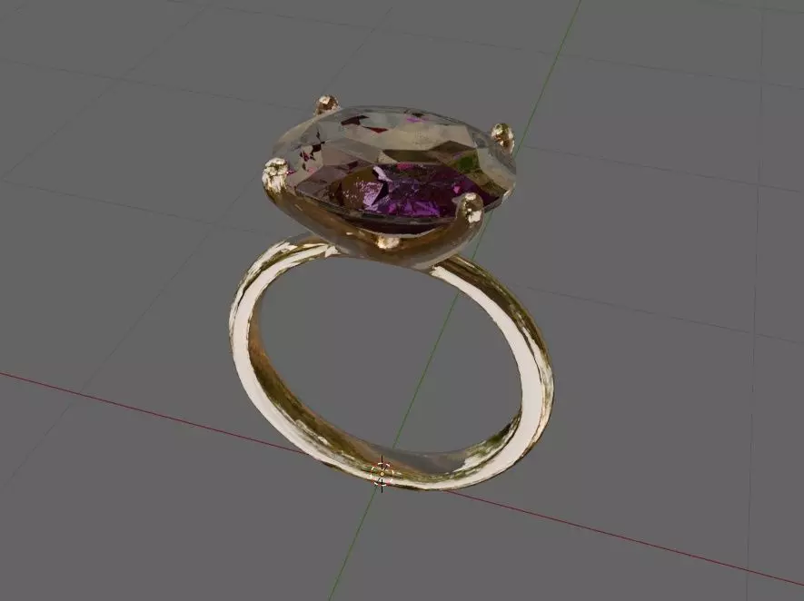 Gold Ring Oval Cut Amethyst Solitaire Jewelry 3D Model 3D print model_4