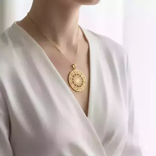 Golden Mandala Sun Pendant 