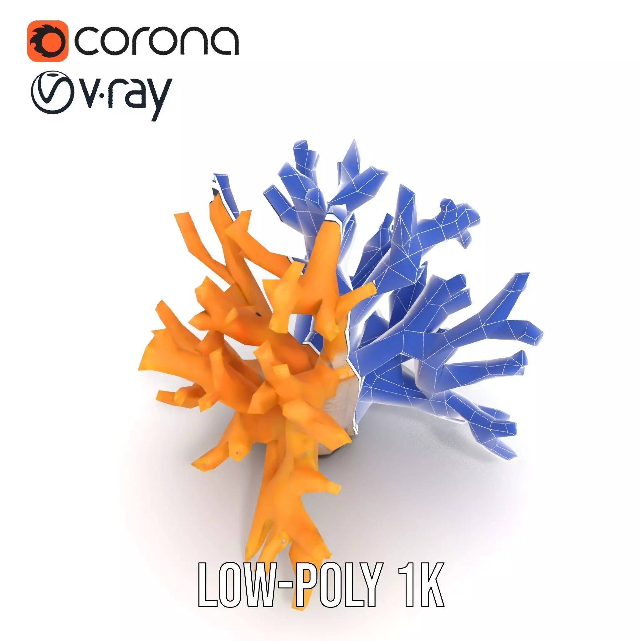 Golden Coral Reef model pack Low-poly 3D model_23