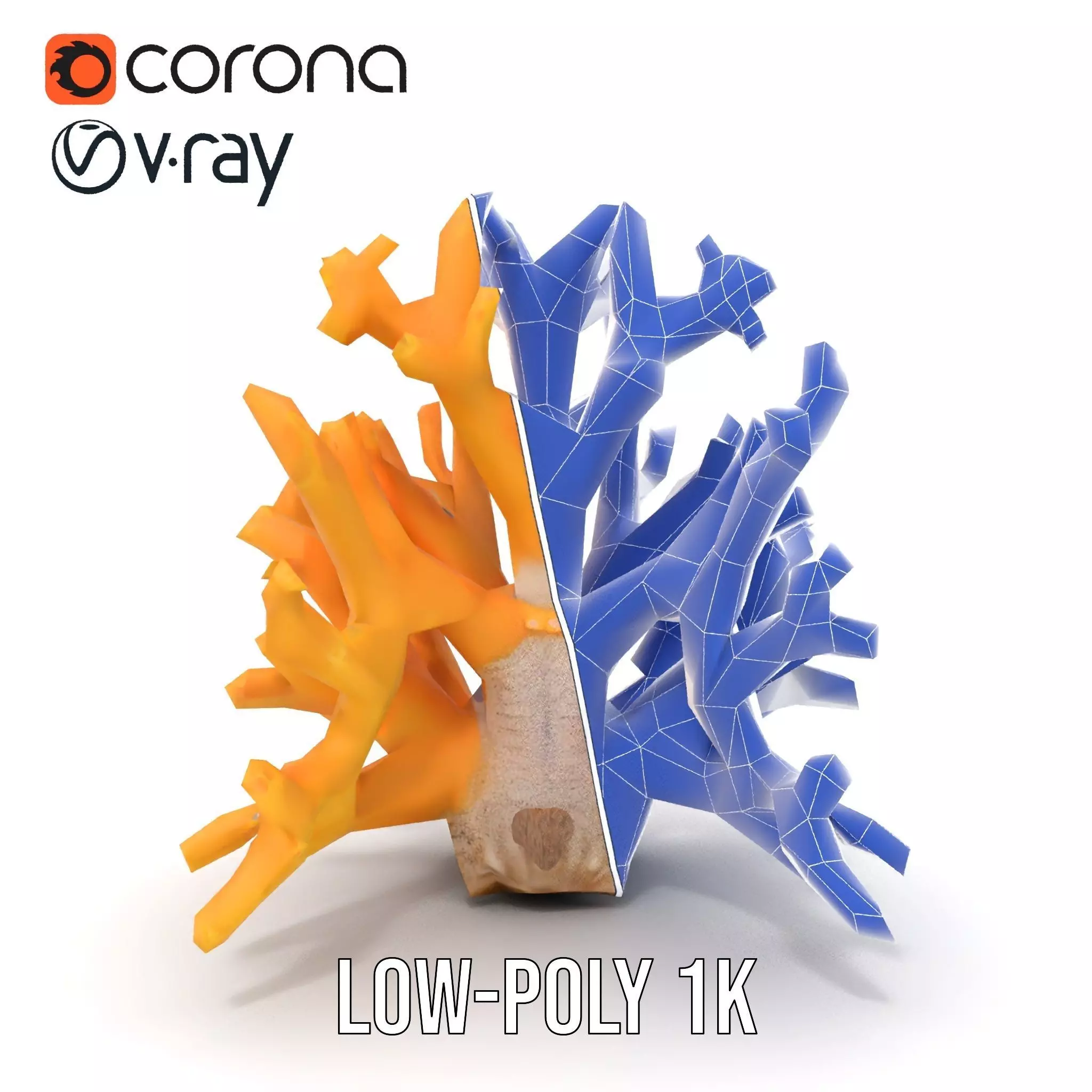 Golden Coral Reef model pack Low-poly 3D model_28