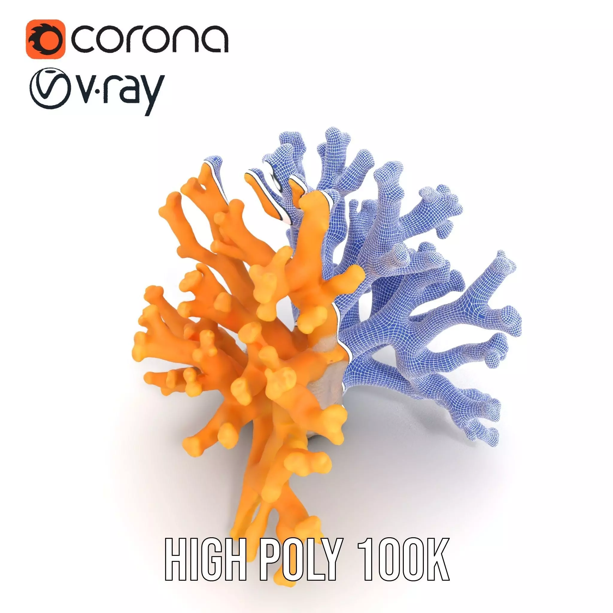 Golden Coral Reef model pack Low-poly 3D model_34