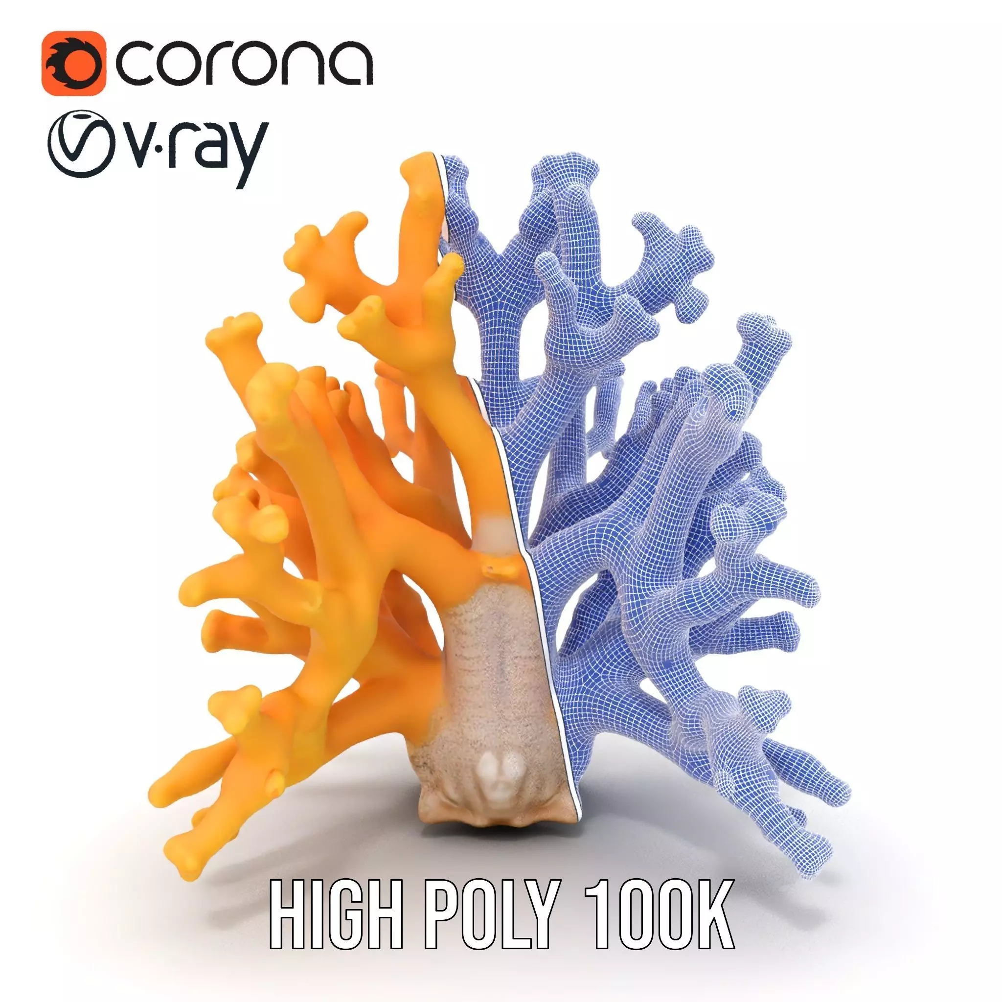 Golden Coral Reef model pack Low-poly 3D model_32