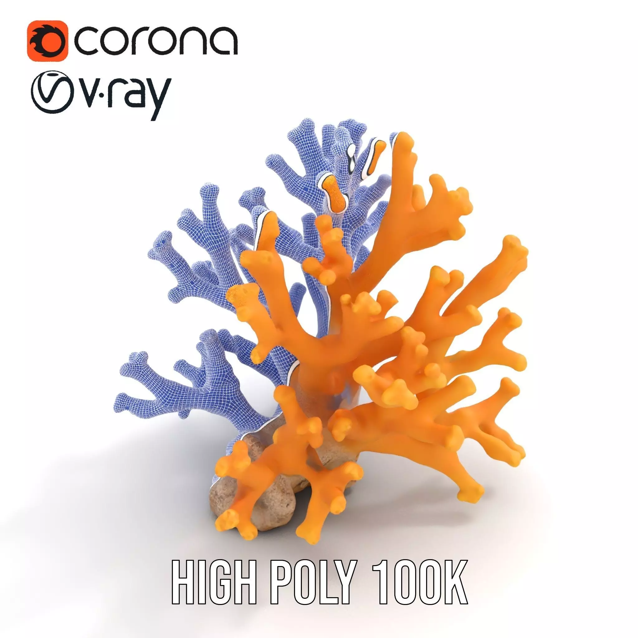 Golden Coral Reef model pack Low-poly 3D model_33