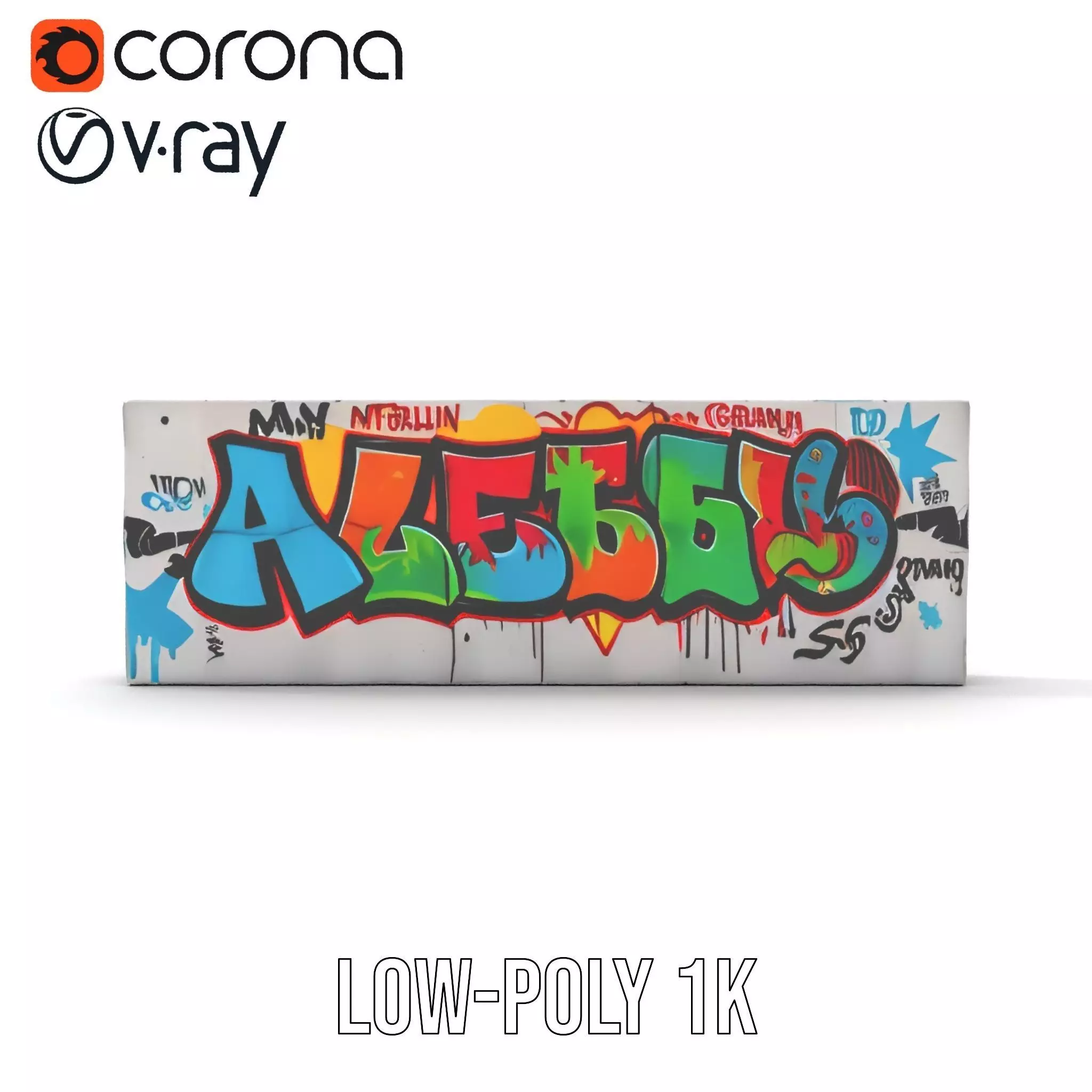 Vibrant Graffiti Wall model pack Low-poly 3D model_10