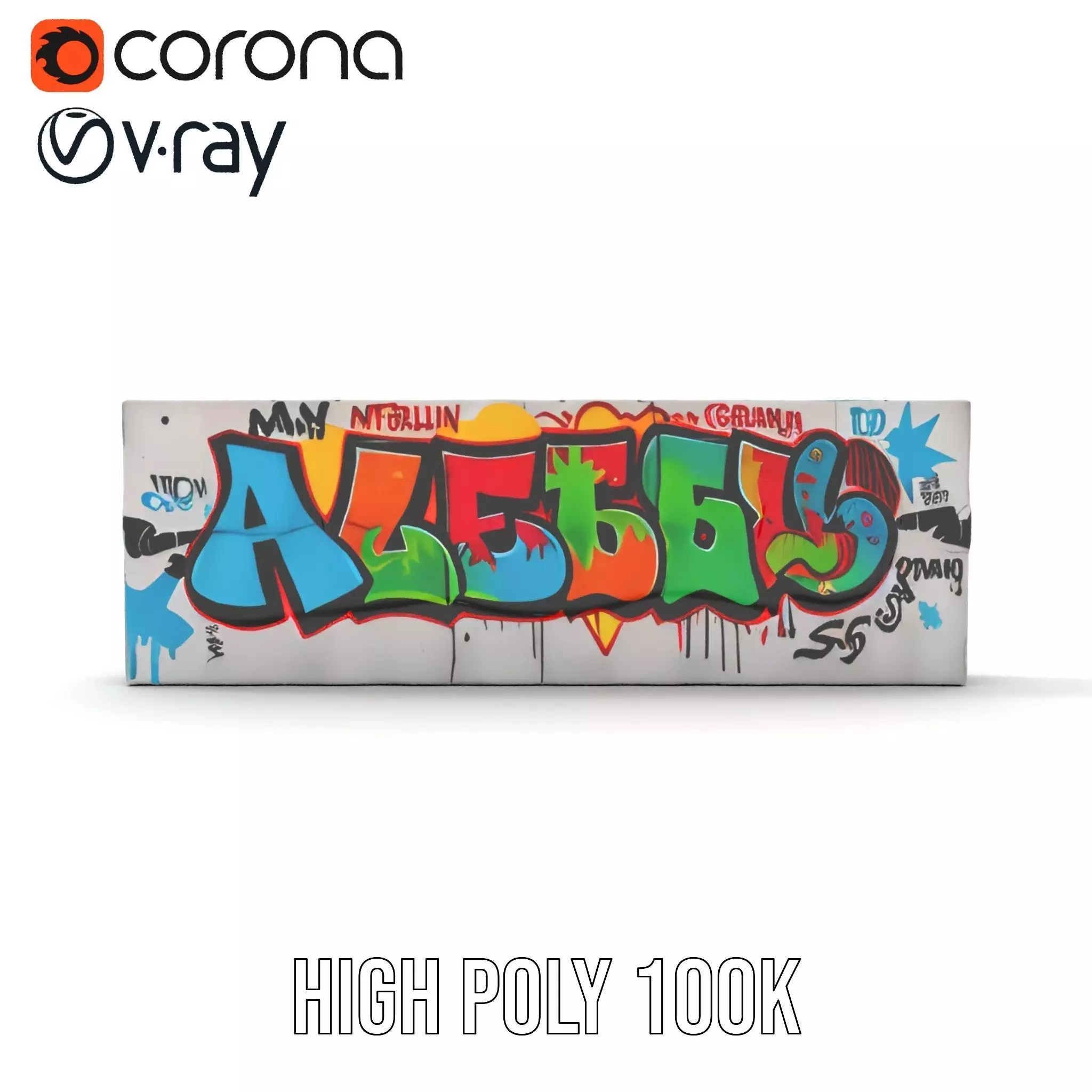 Vibrant Graffiti Wall model pack Low-poly 3D model_21