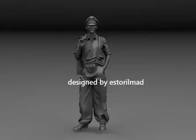 WW2 GERMAN TANK DRIVER RESTING