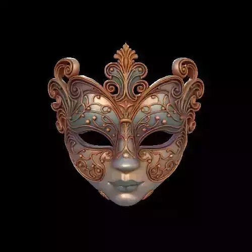2170  Venetian Carnival Mask Color 3D Model  magic