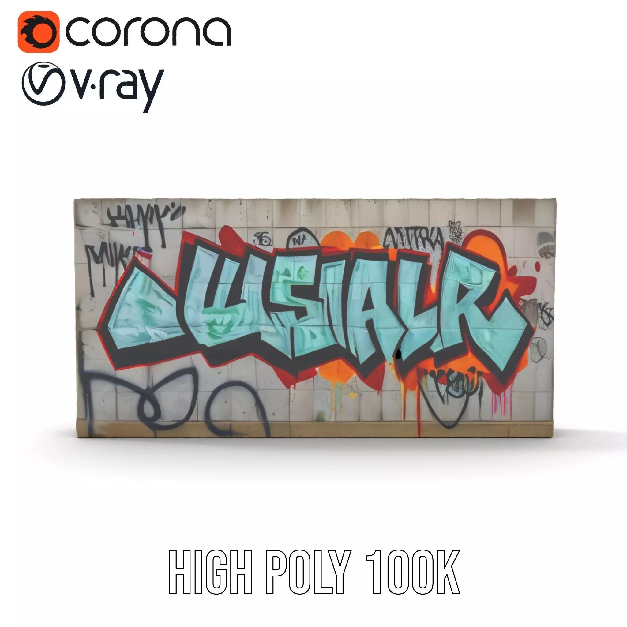 Urban Graffiti Wall model pack Low-poly 3D model_29