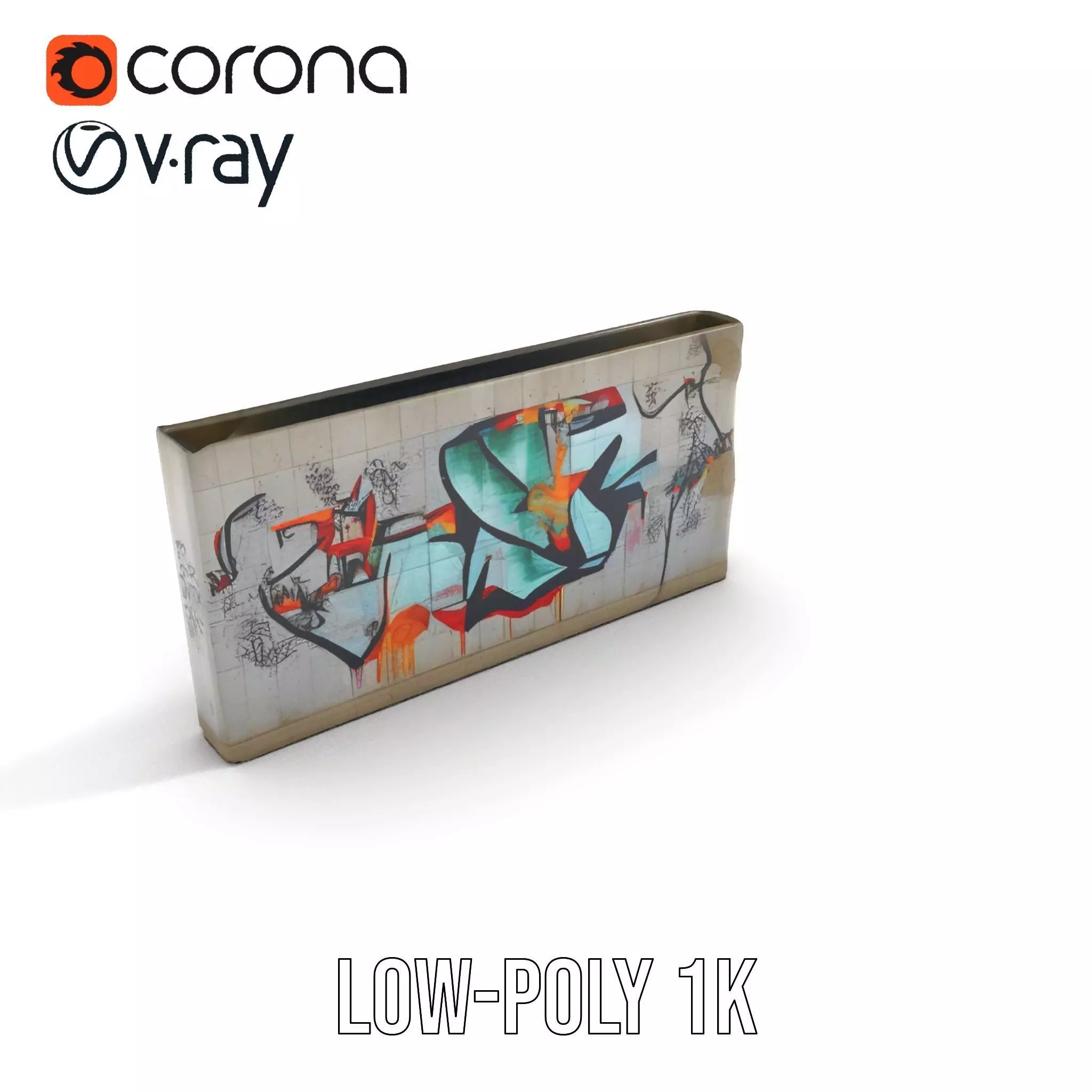 Urban Graffiti Wall model pack Low-poly 3D model_15