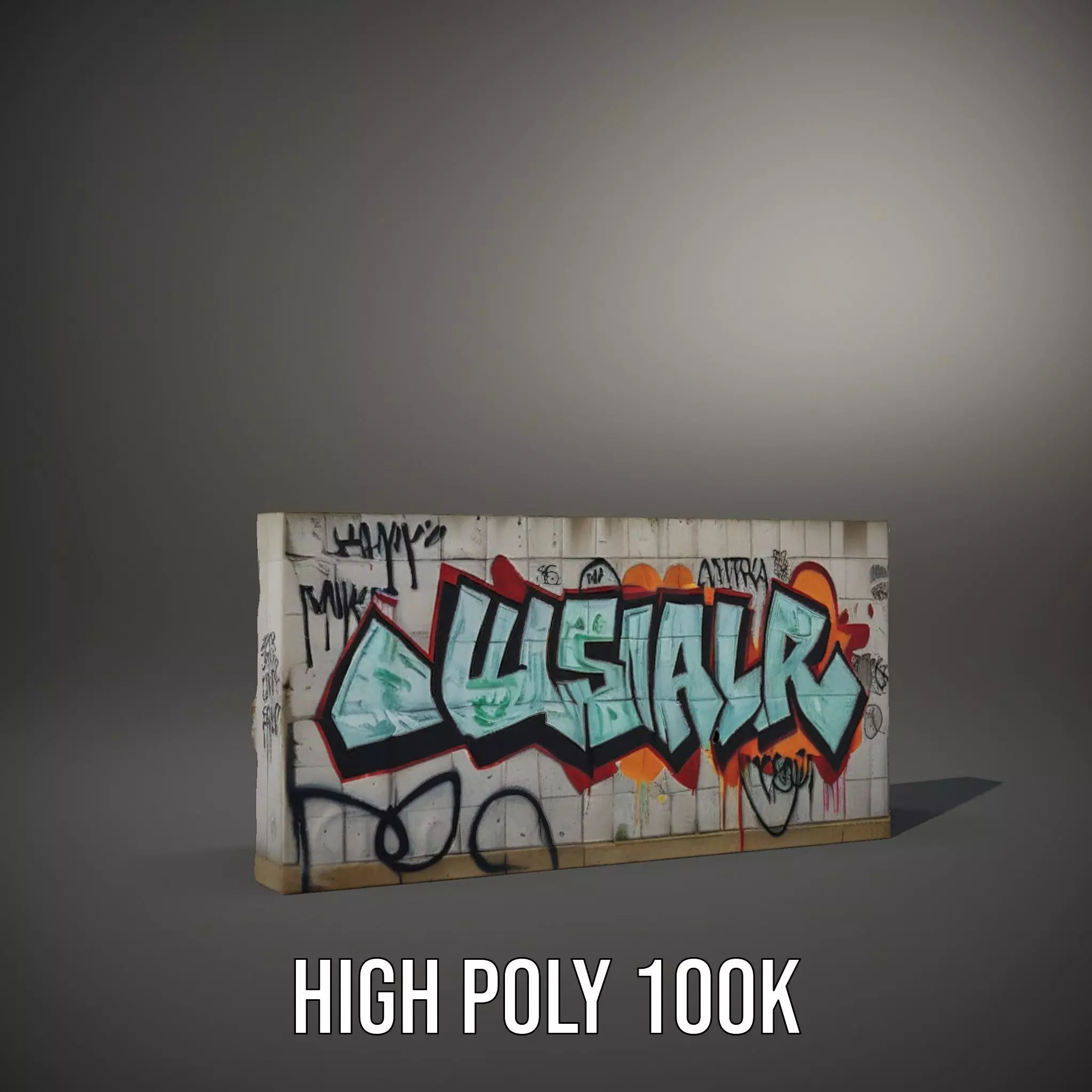 Urban Graffiti Wall model pack Low-poly 3D model_11