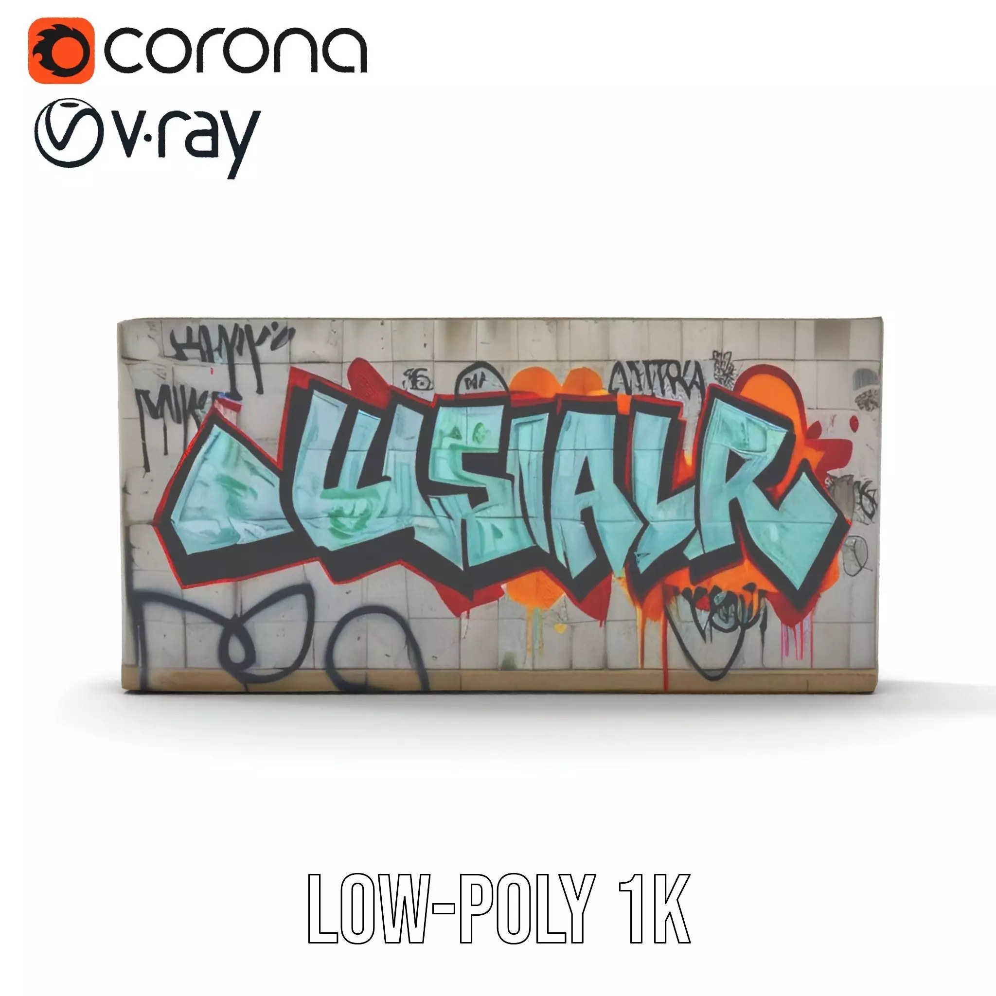 Urban Graffiti Wall model pack Low-poly 3D model_18
