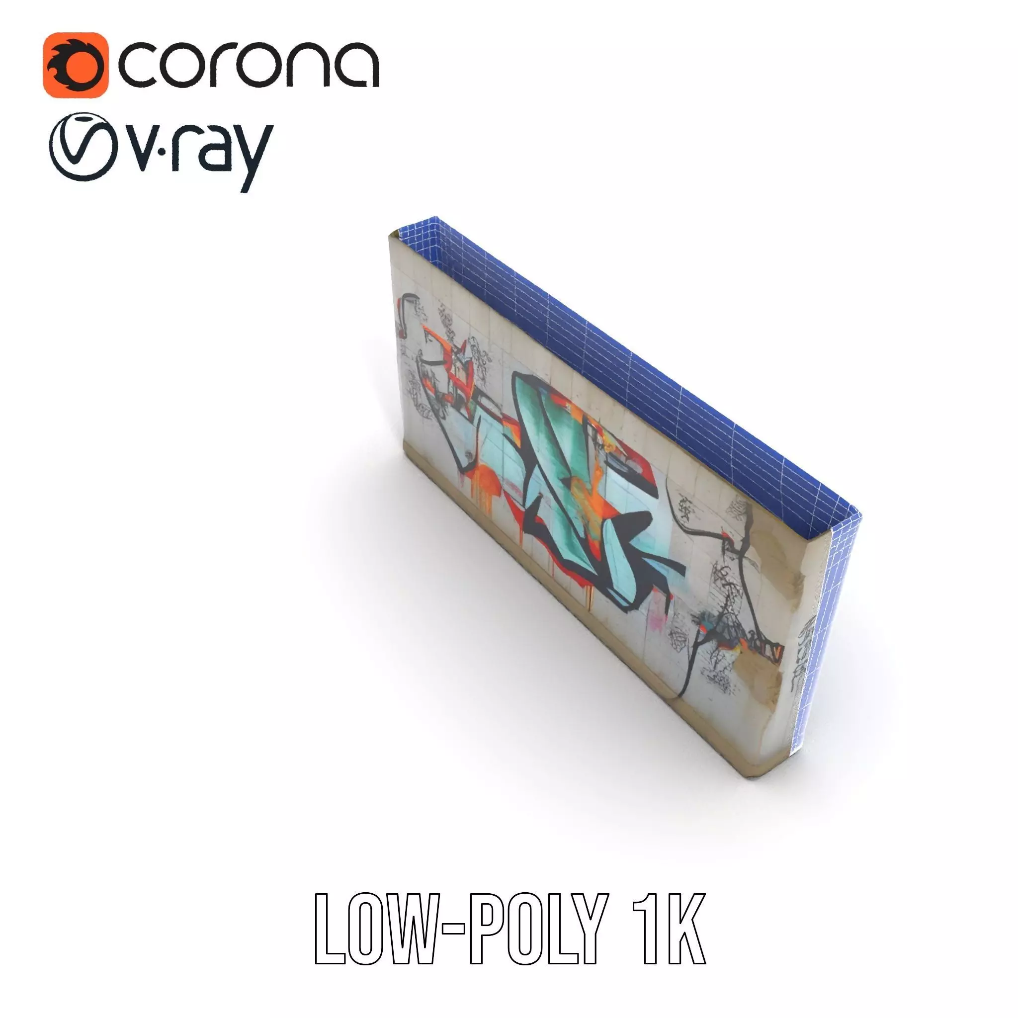 Urban Graffiti Wall model pack Low-poly 3D model_28