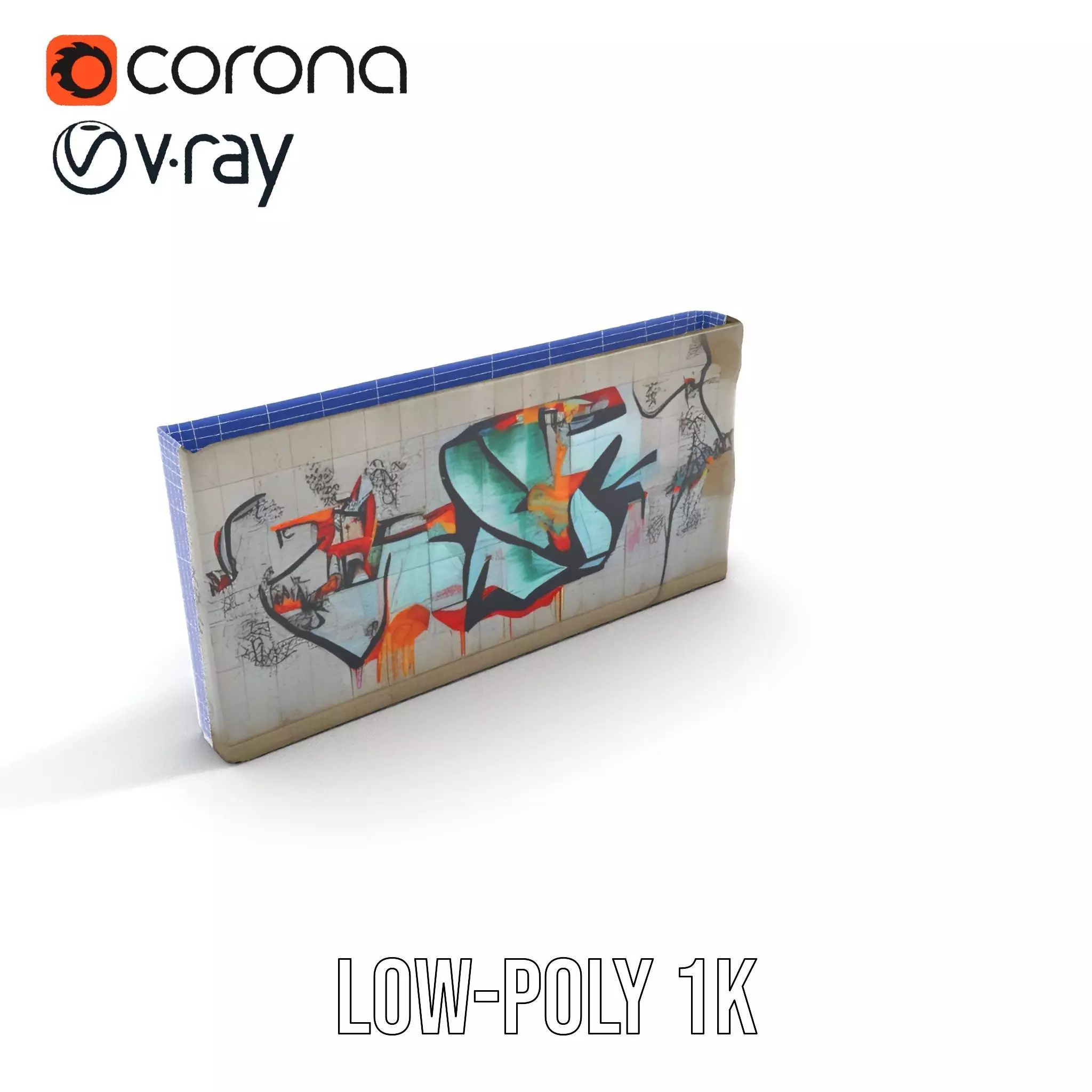 Urban Graffiti Wall model pack Low-poly 3D model_13