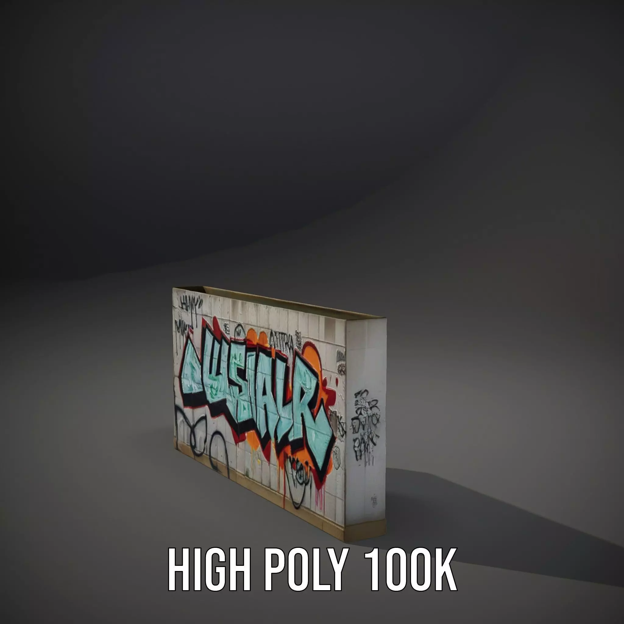Urban Graffiti Wall model pack Low-poly 3D model_9