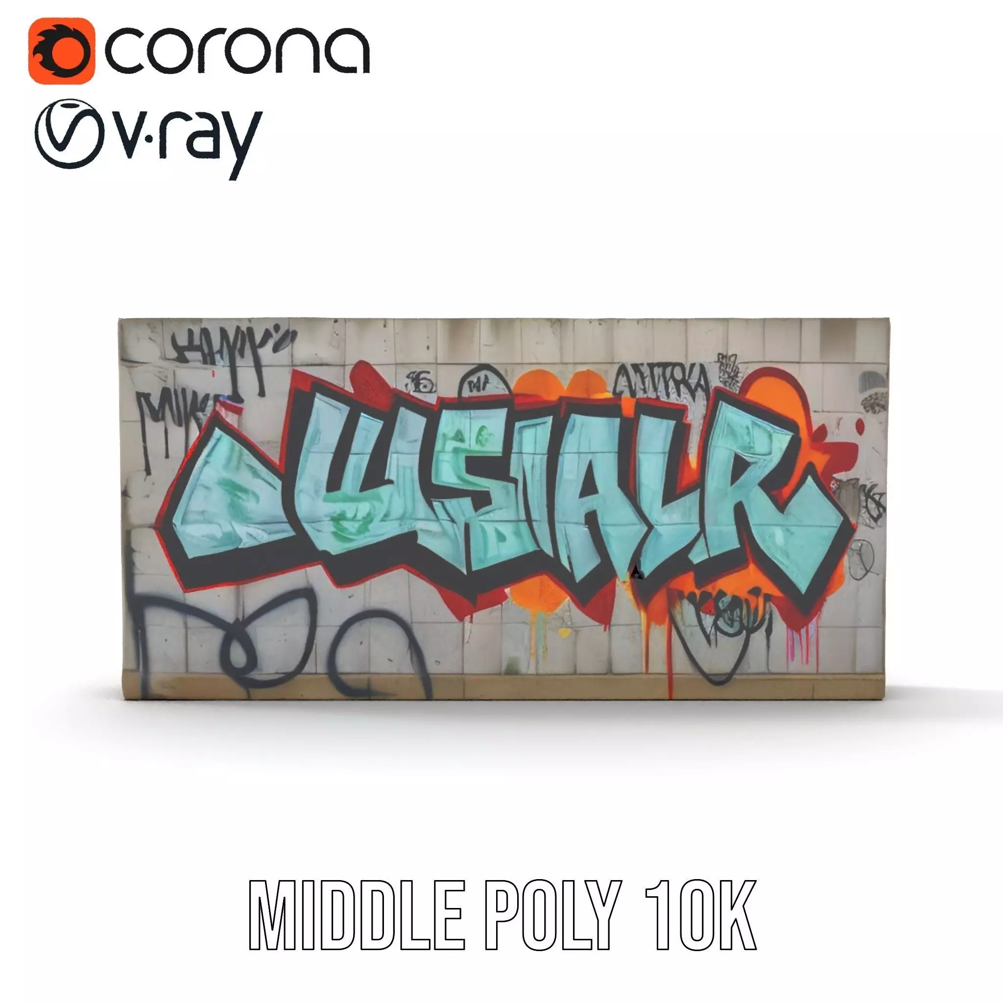 Urban Graffiti Wall model pack Low-poly 3D model_14