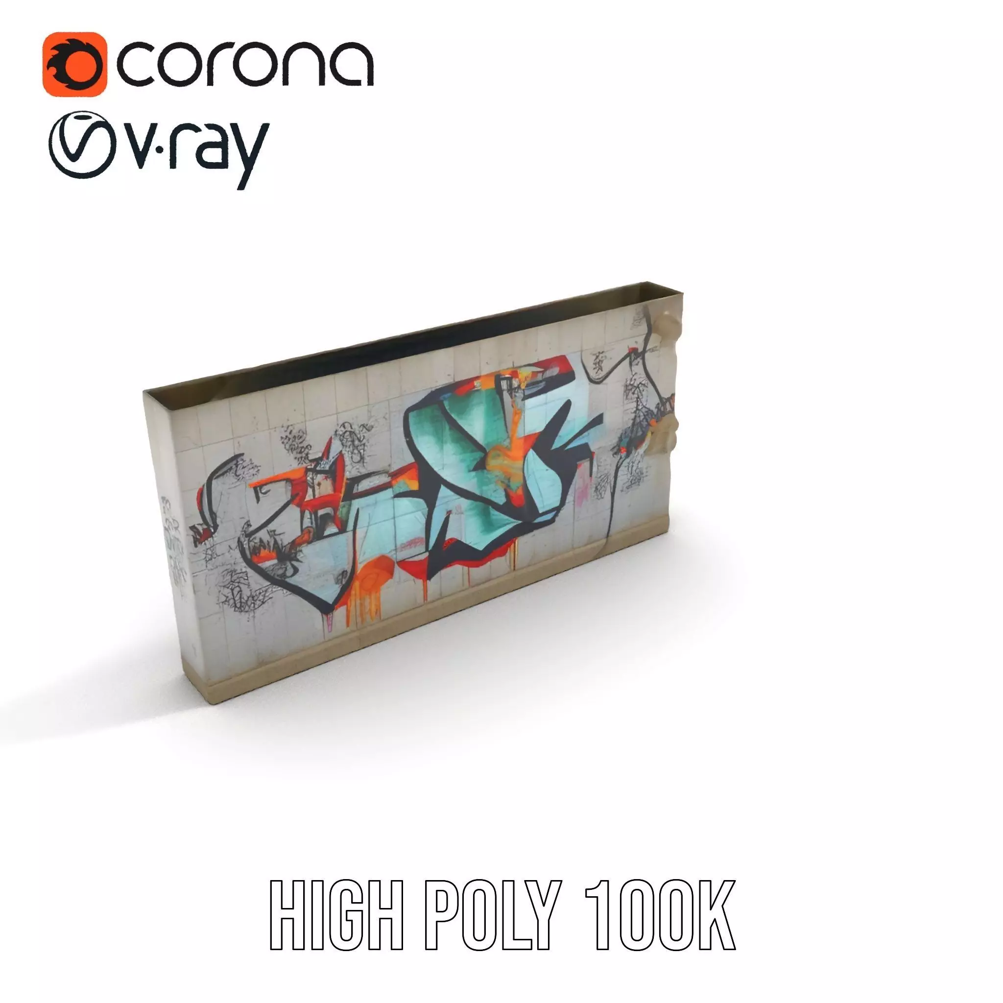 Urban Graffiti Wall model pack Low-poly 3D model_16