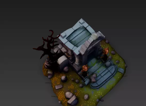 Haunted Crypt 3D Model - Stylized Gothic Graveyard Environment  3D model_5