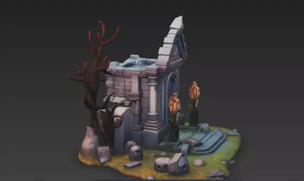 Haunted Crypt 3D Model - Stylized Gothic Graveyard Environment  3D model_3